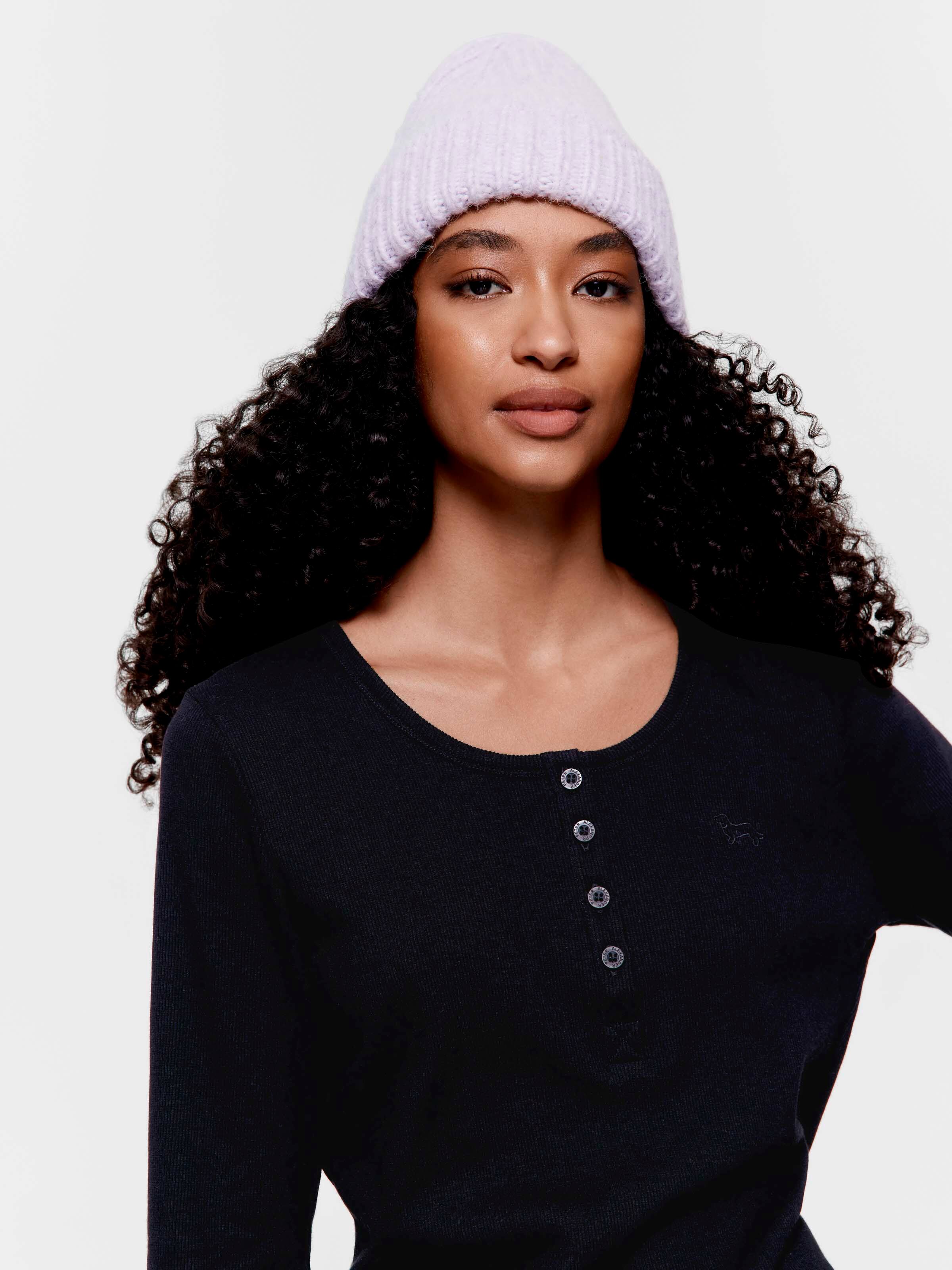 Classic Rib Henley Long Sleeve Top