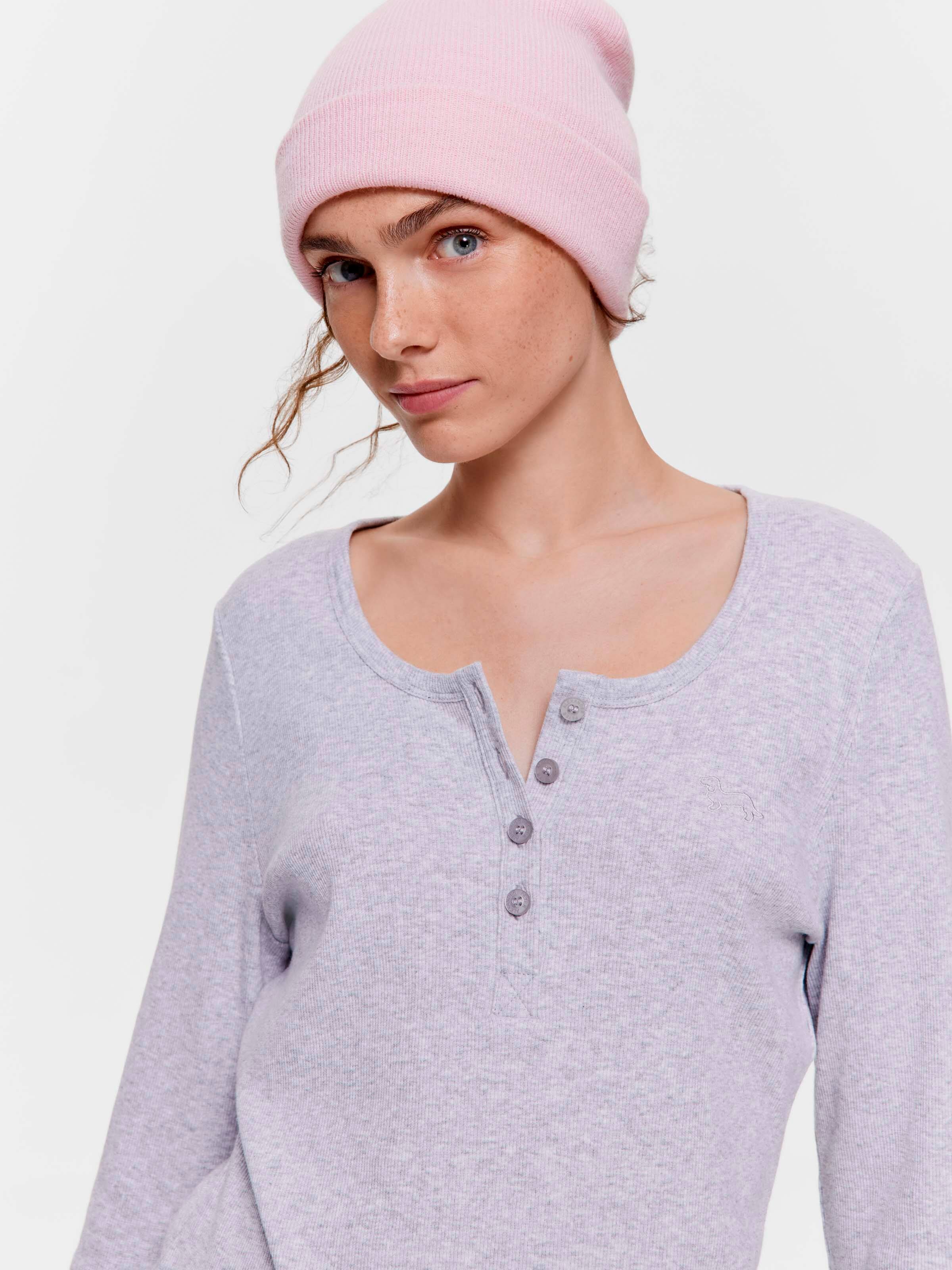 Classic Rib Henley Long Sleeve Top
