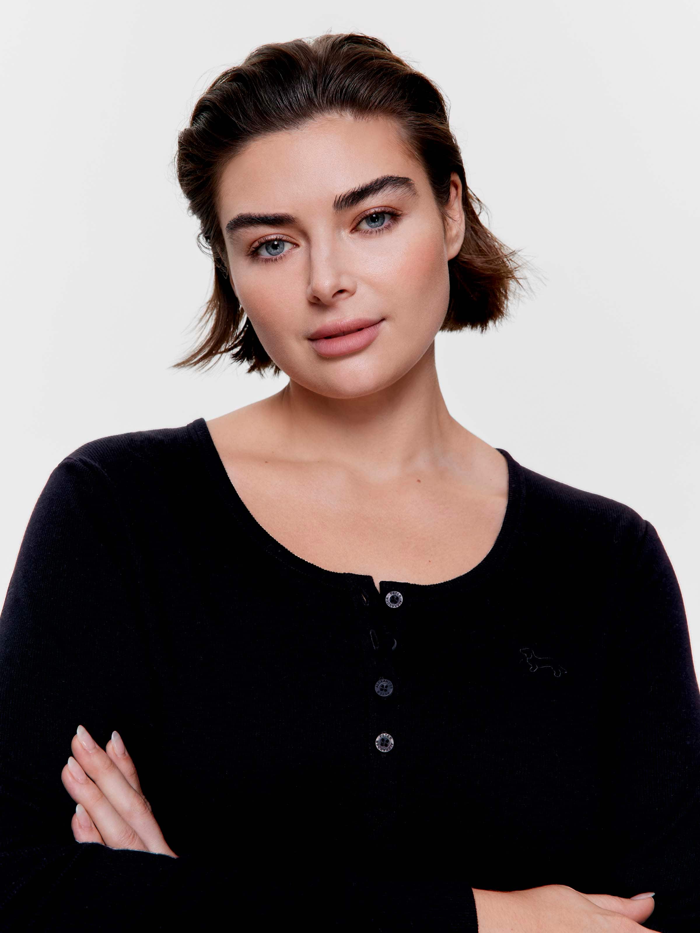 P.A. Plus Classic Rib Henley Long Sleeve Top