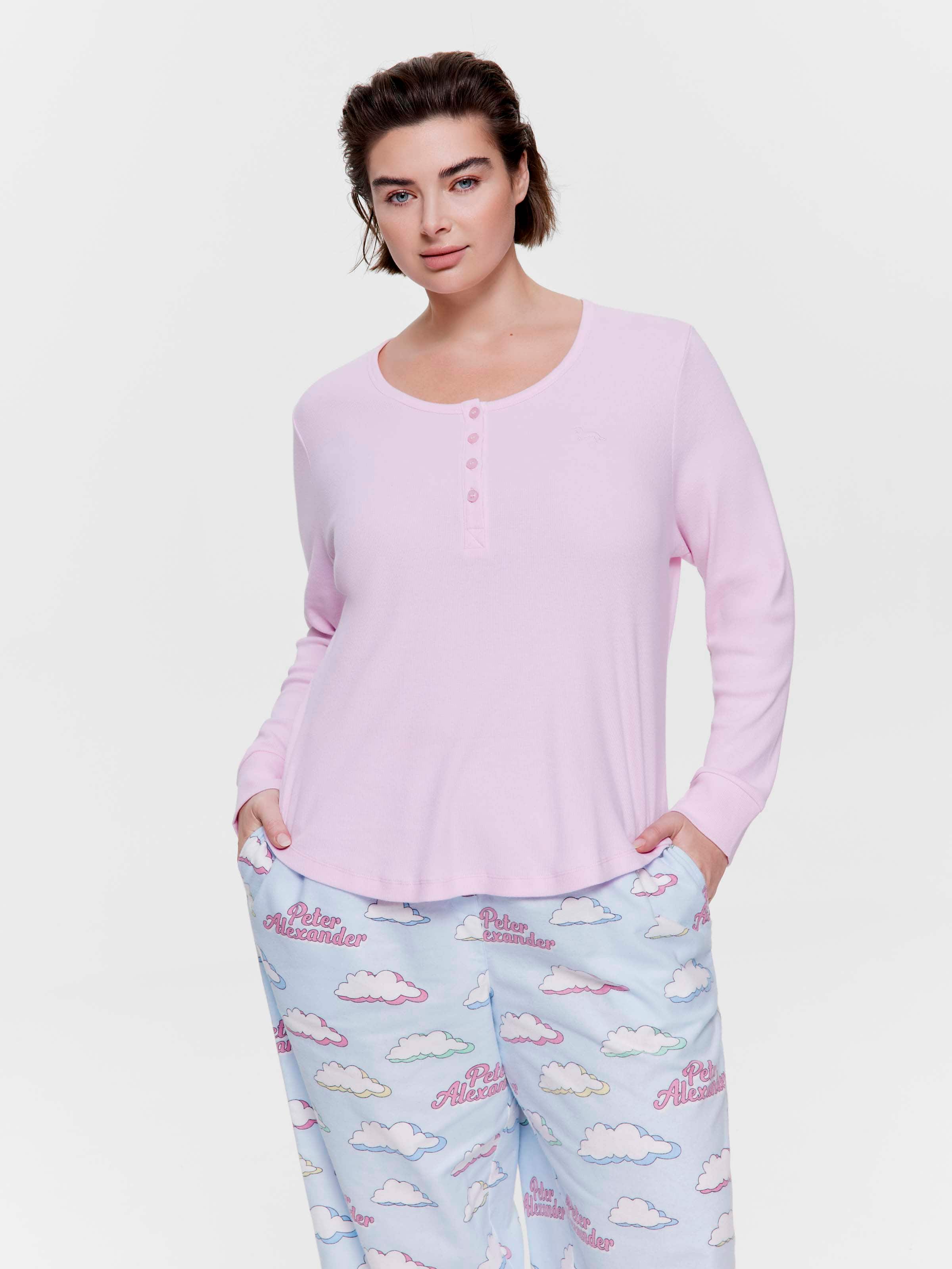 P.A. Plus Classic Rib Henley Long Sleeve Top
