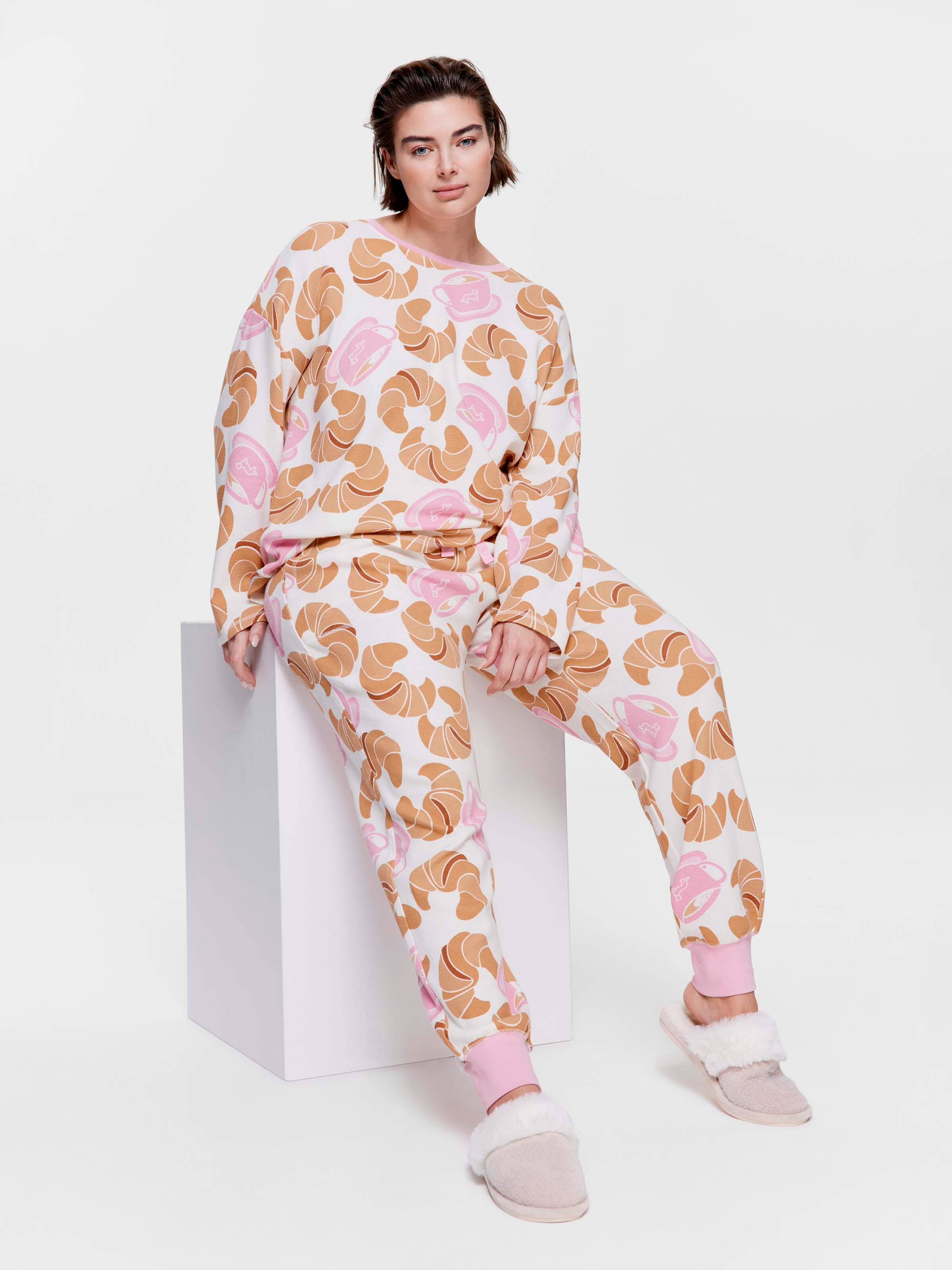 P.A. Plus Croissant Waffle Long Pj Set