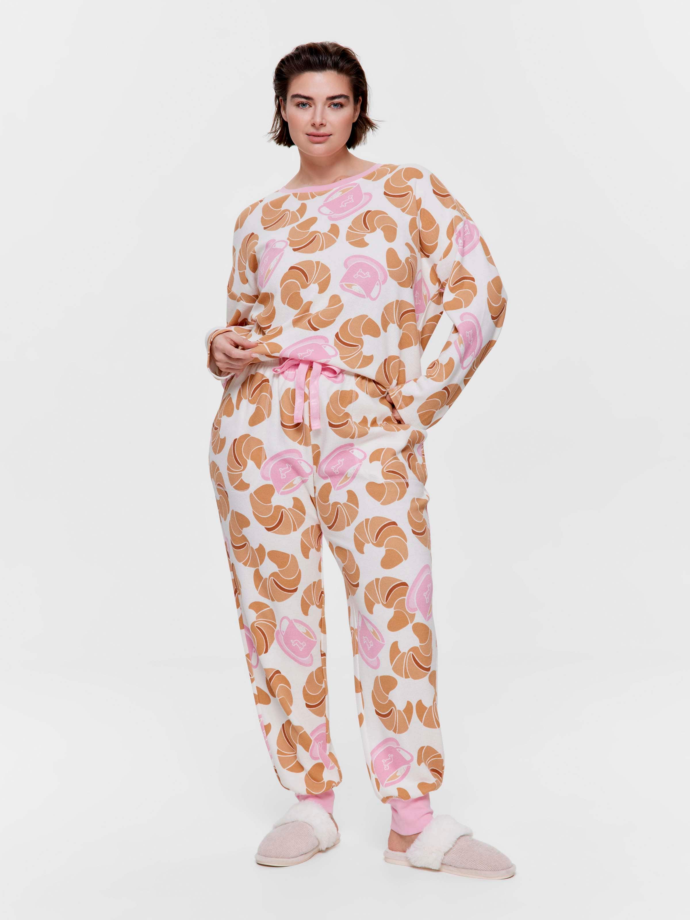 P.A. Plus Croissant Waffle Long Pj Set