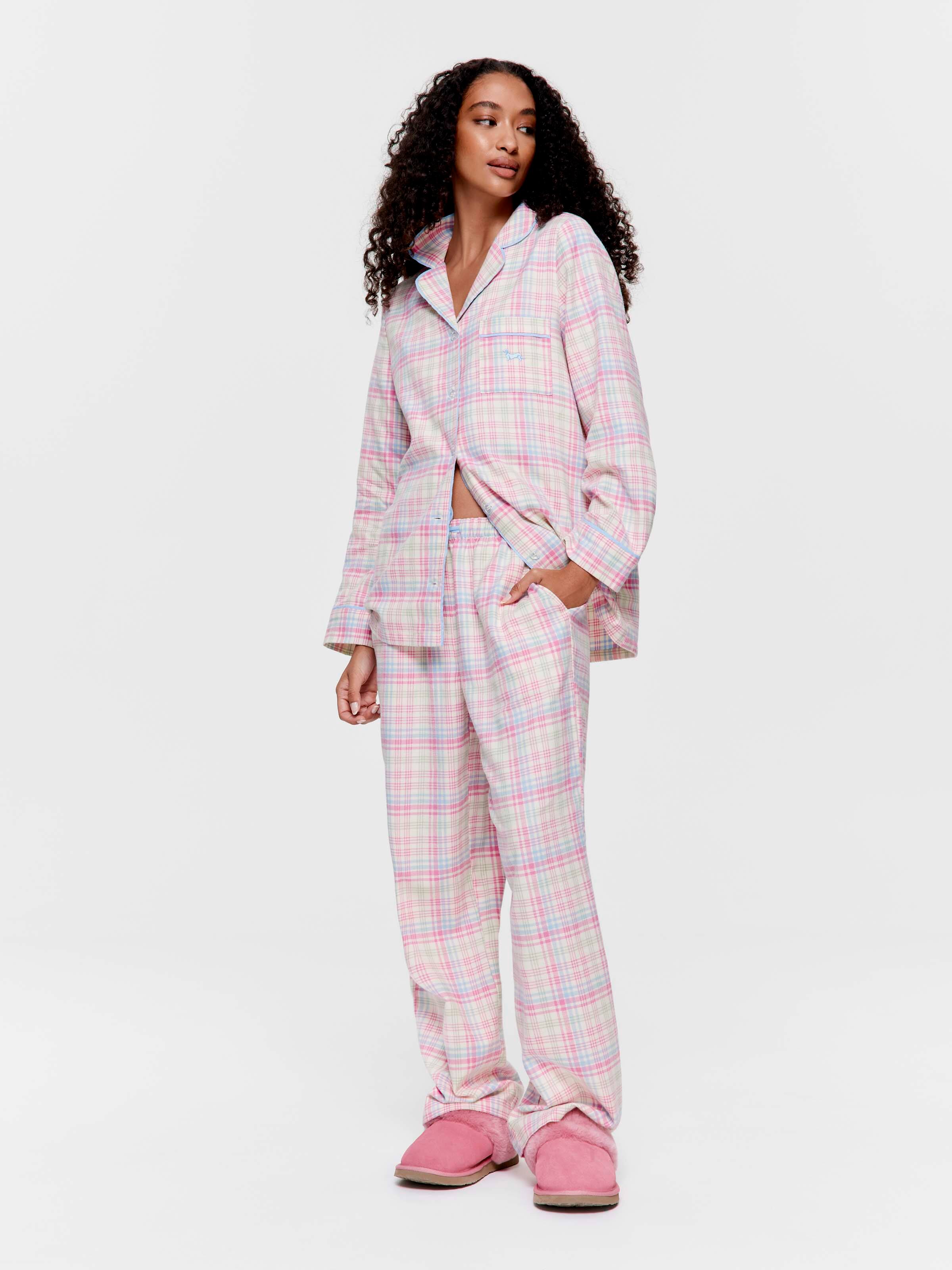 Pastel Check 100% Cotton Flannelette Classic Pj Set