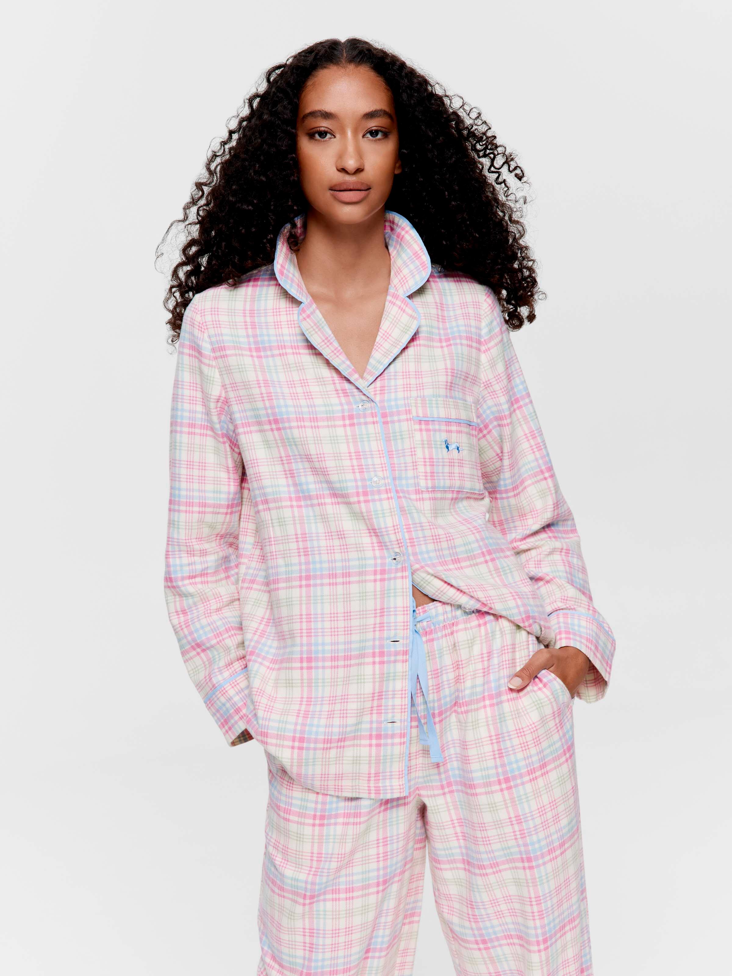 Pastel Check 100% Cotton Flannelette Classic Pj Set