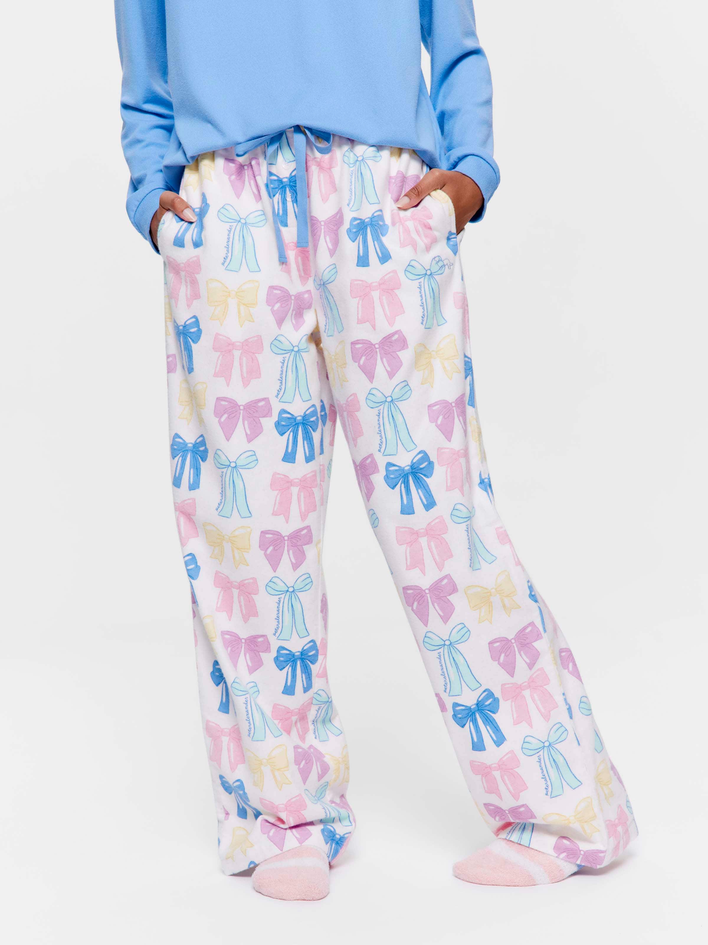 Pastel Bows 100% Cotton Flannelette Classic Pj Pant