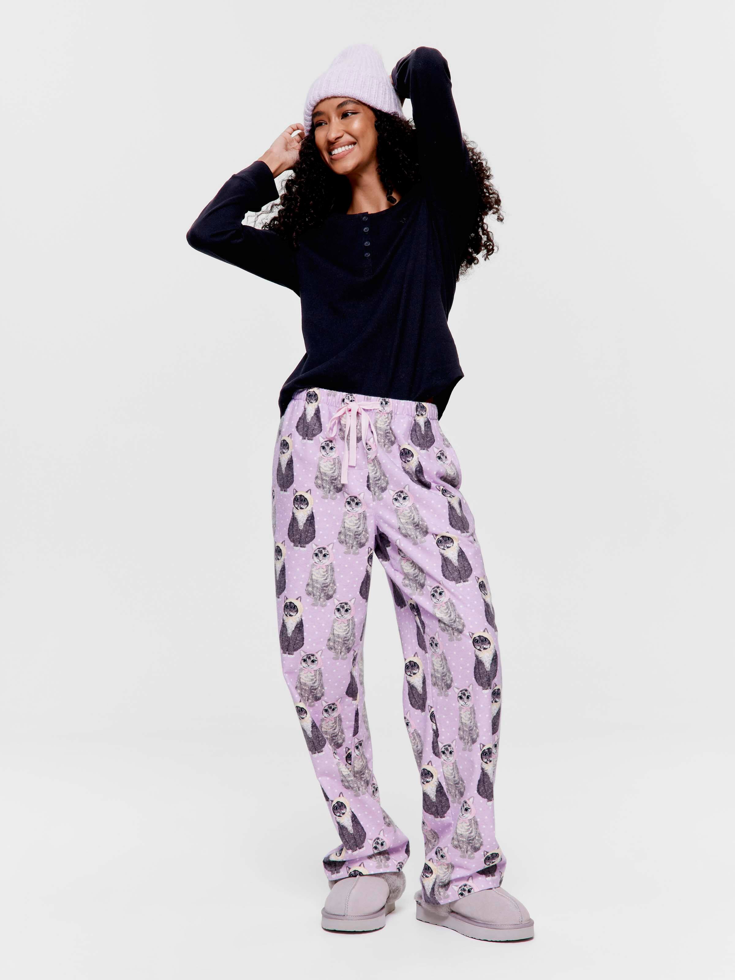 Babushka Cat 100% Cotton Flannelette Classic Pj Pant