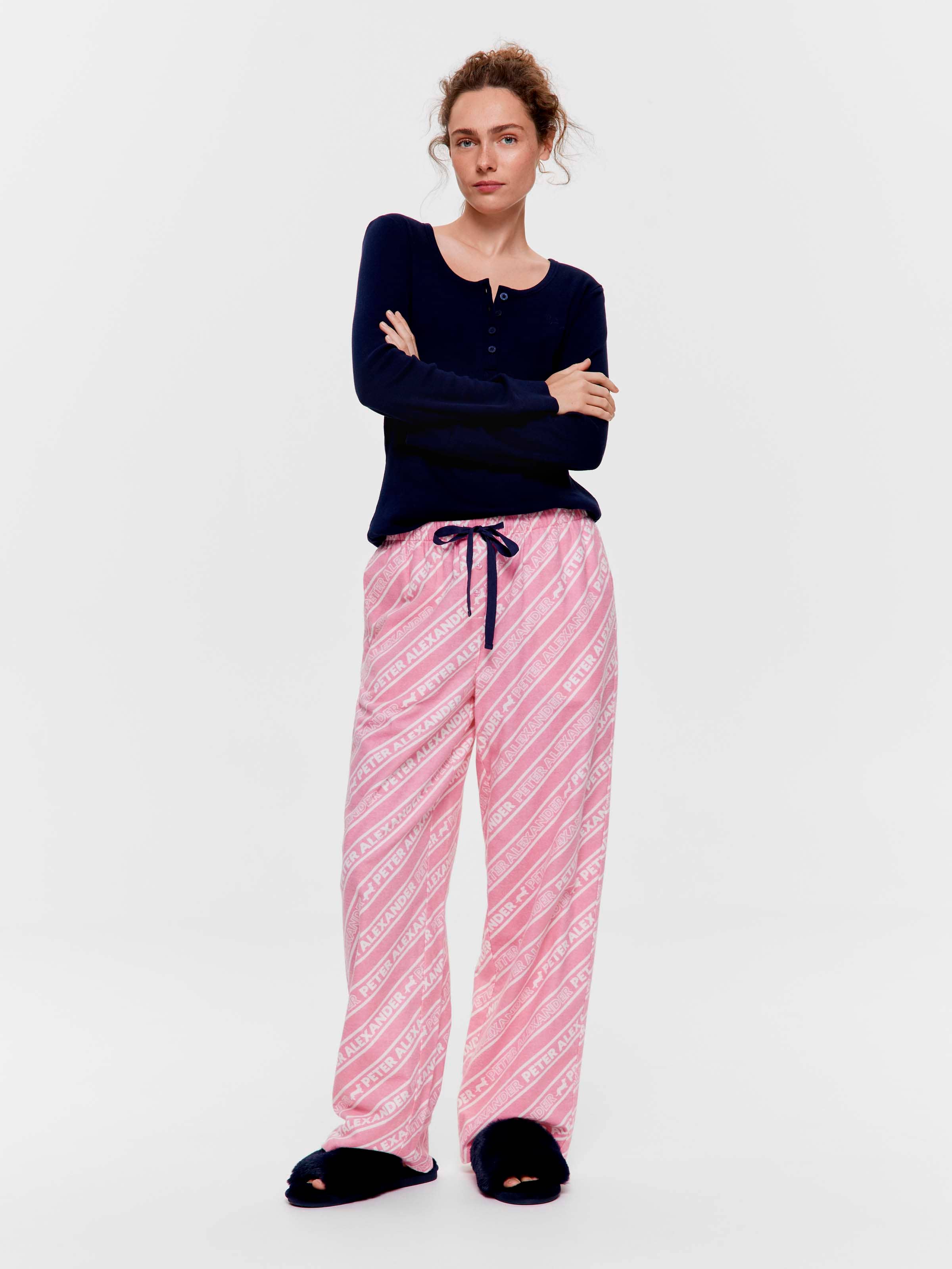 Branded Diagonal Stripe 100% Cotton Flannelette Classic Pj Pant