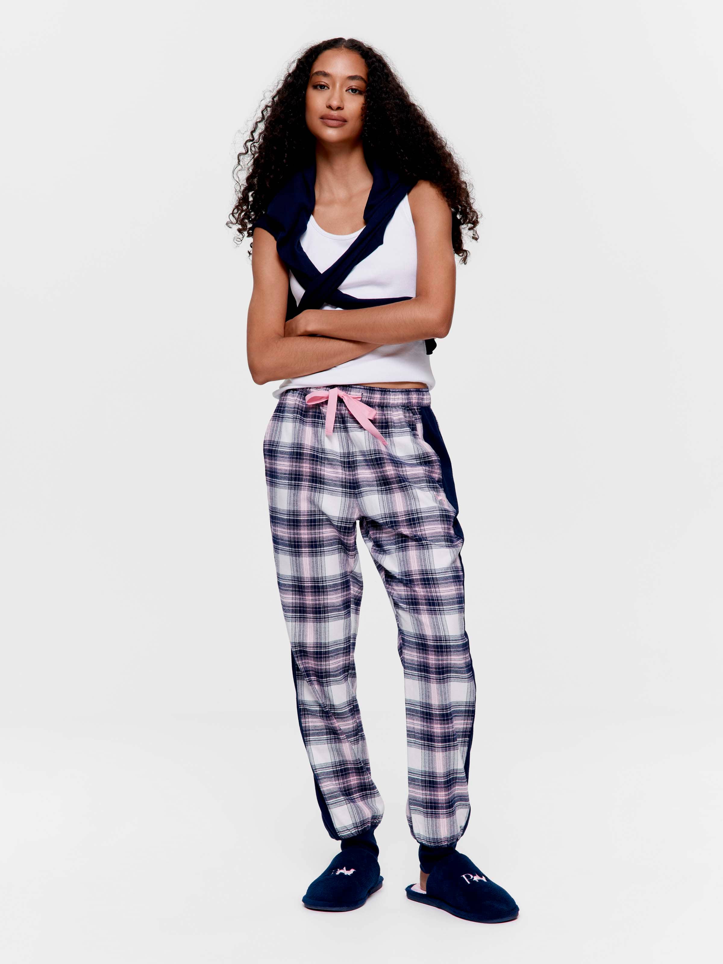 Mixed Check Cuff 100% Cotton Flannelette Pj Pant