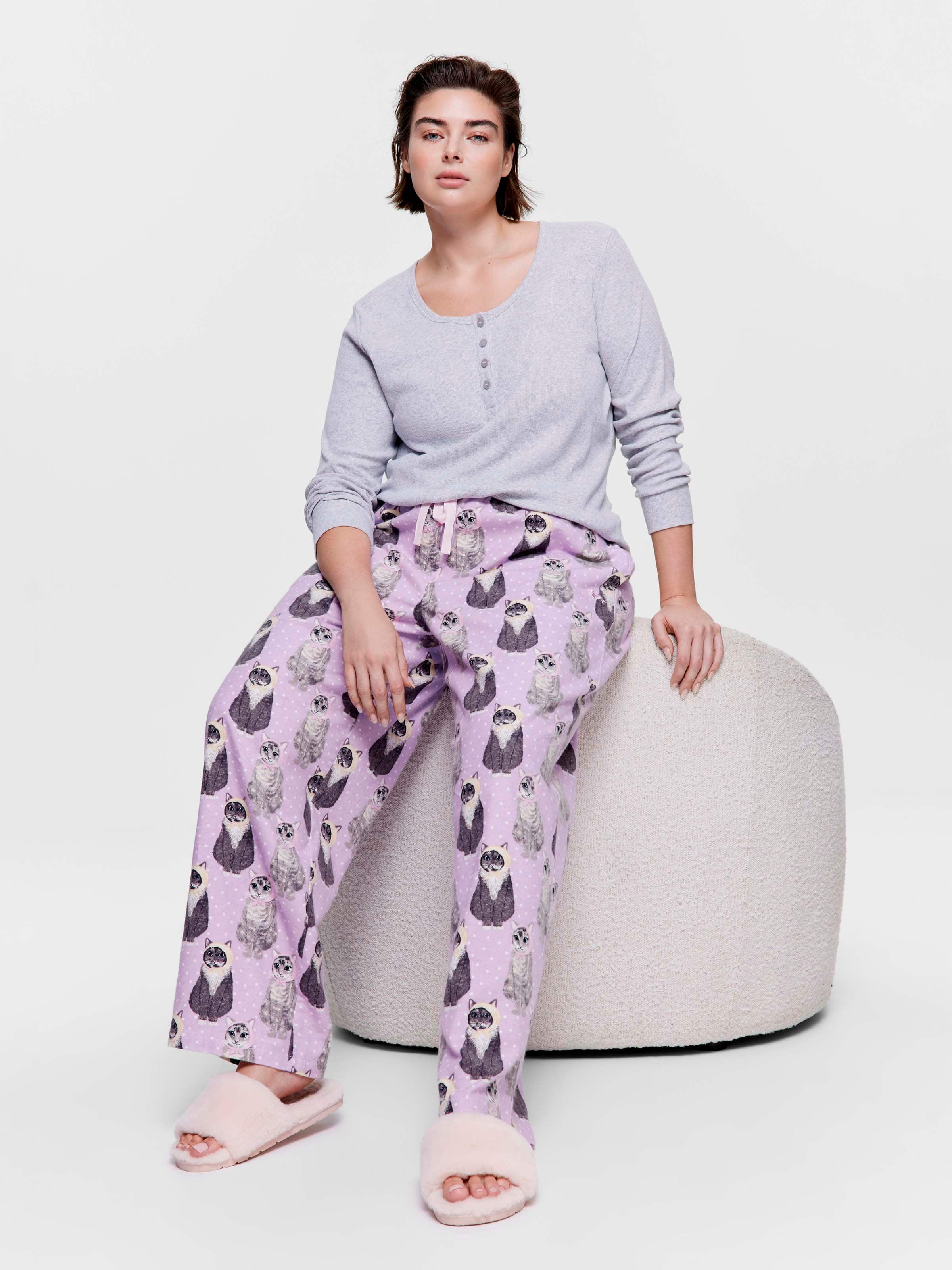 P.A. Plus Babushka Cat 100% Cotton Flannelette Classic Pj Pant