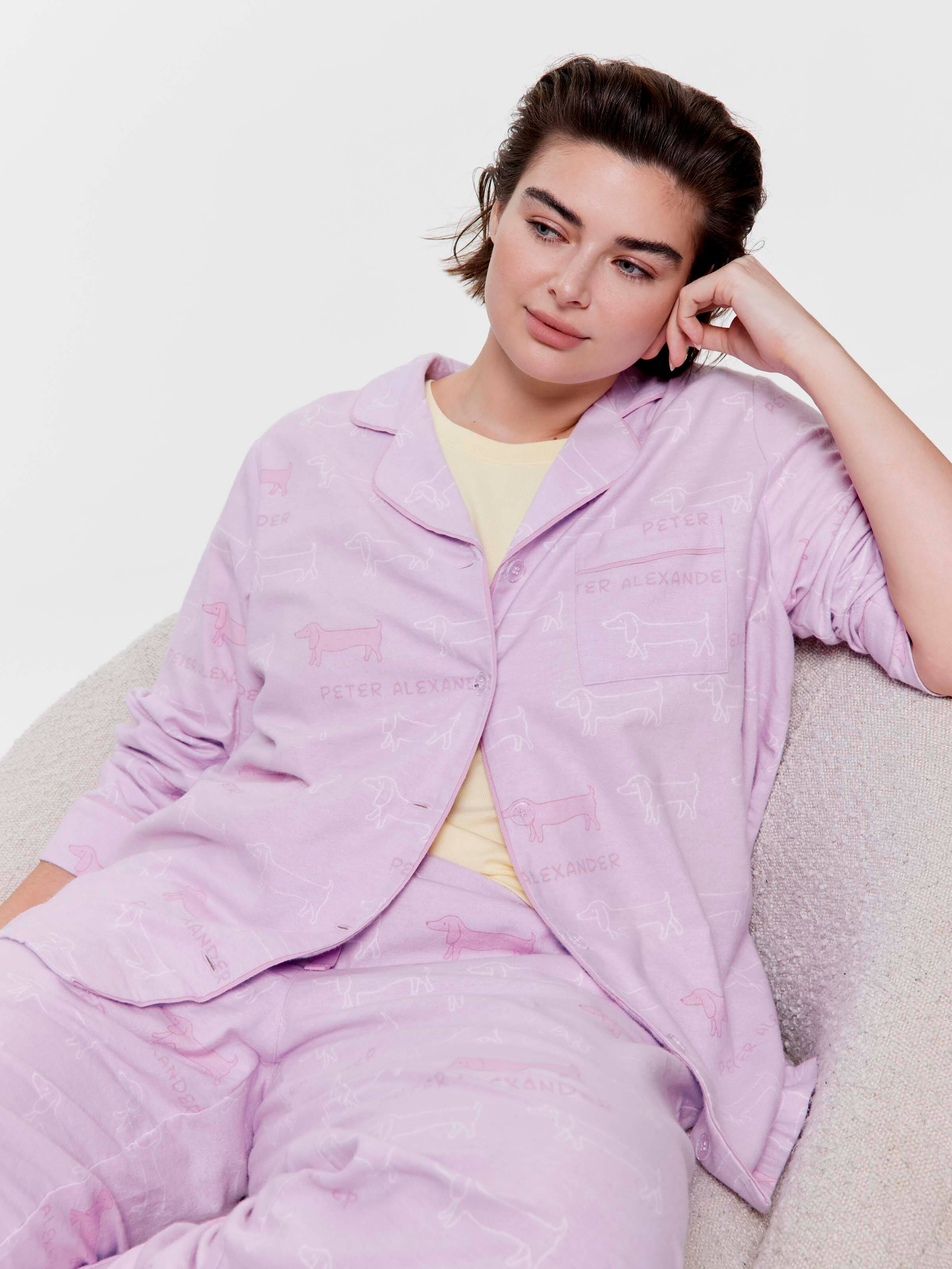 P.A. Plus Lilac Penny 100% Cotton Flannelette Classic Pj Set