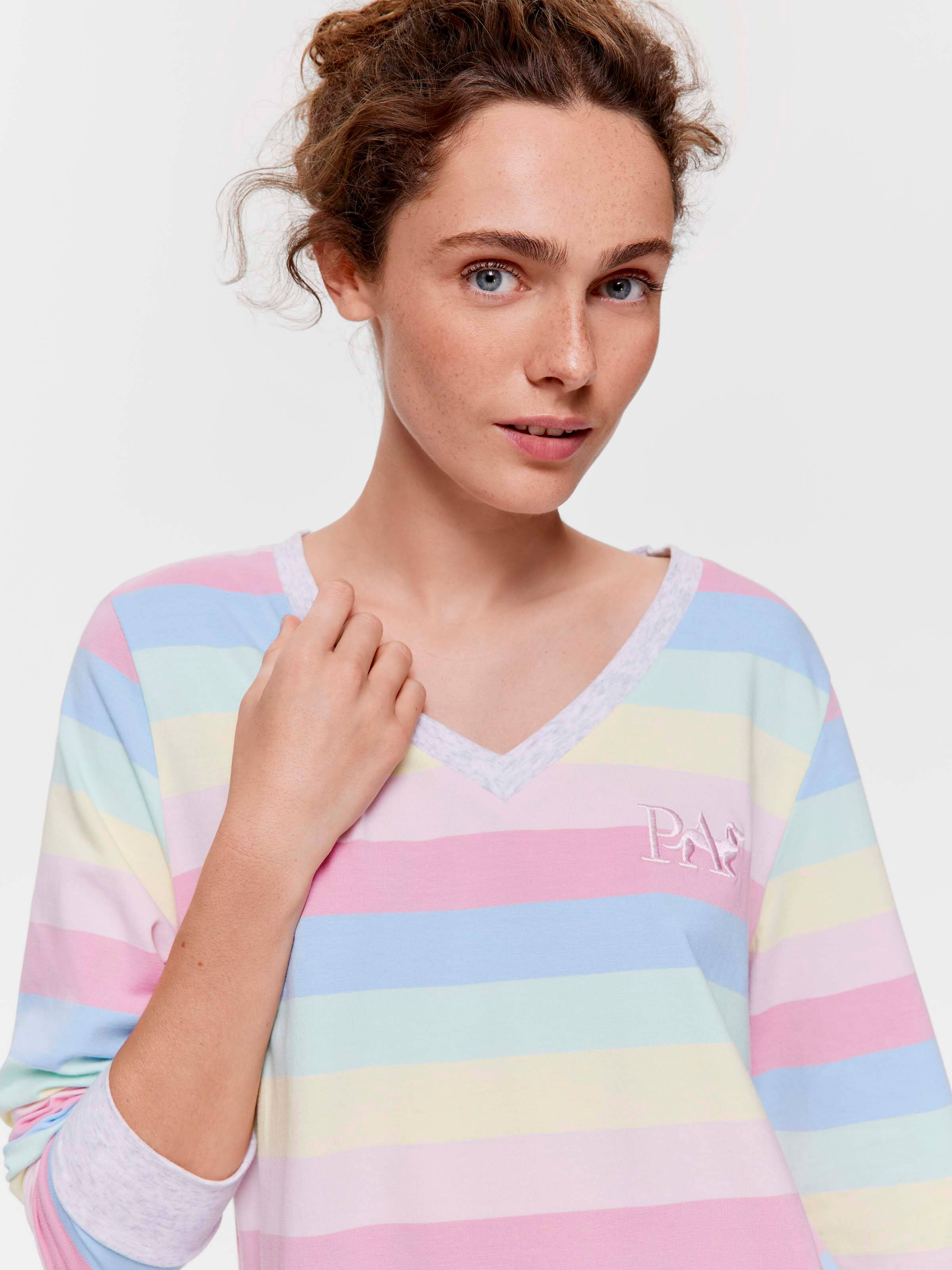 V Neck Pastel Long Sleeve Nightie