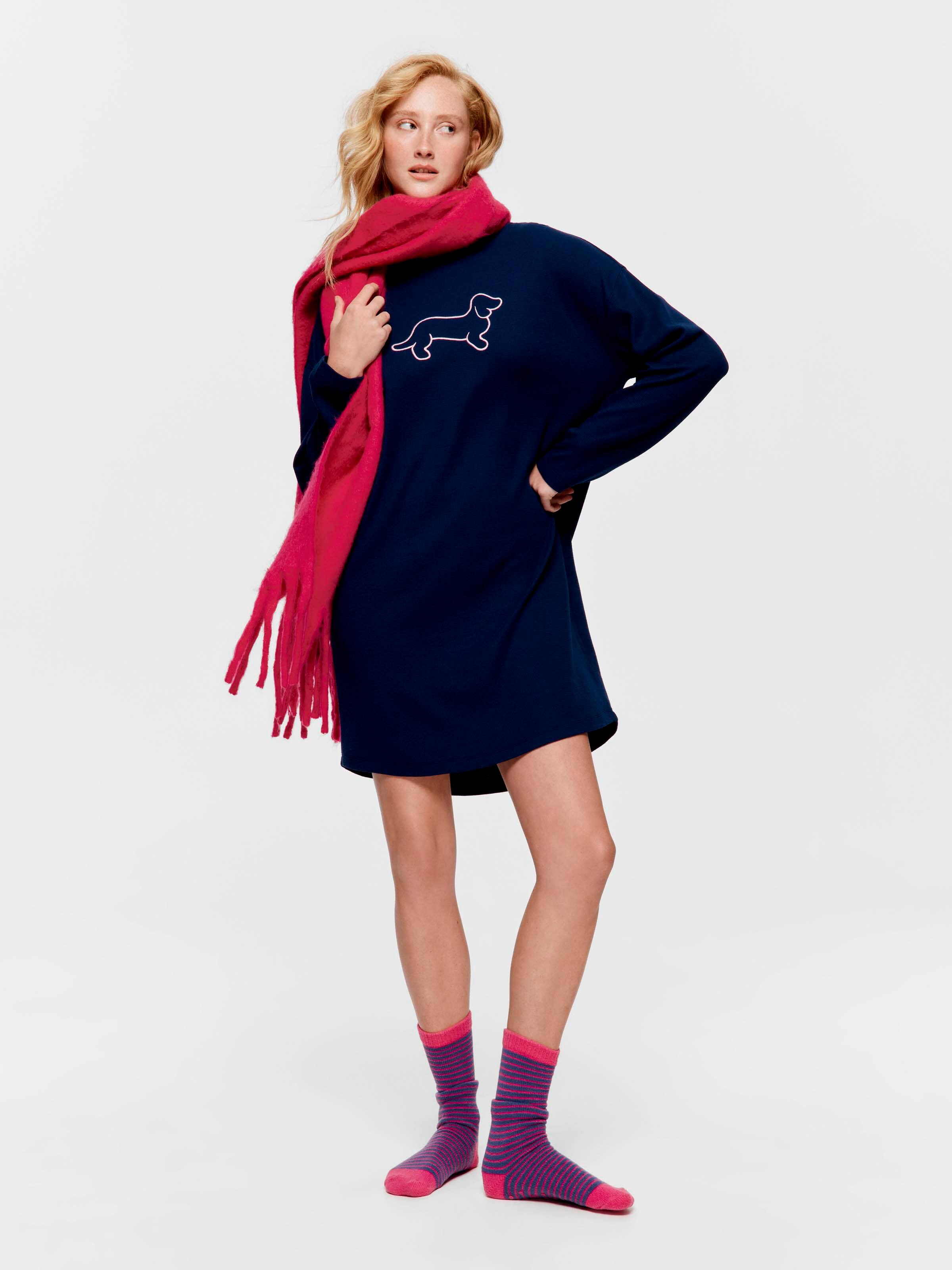 Navy Pa Waffle Long Sleeve Nightie