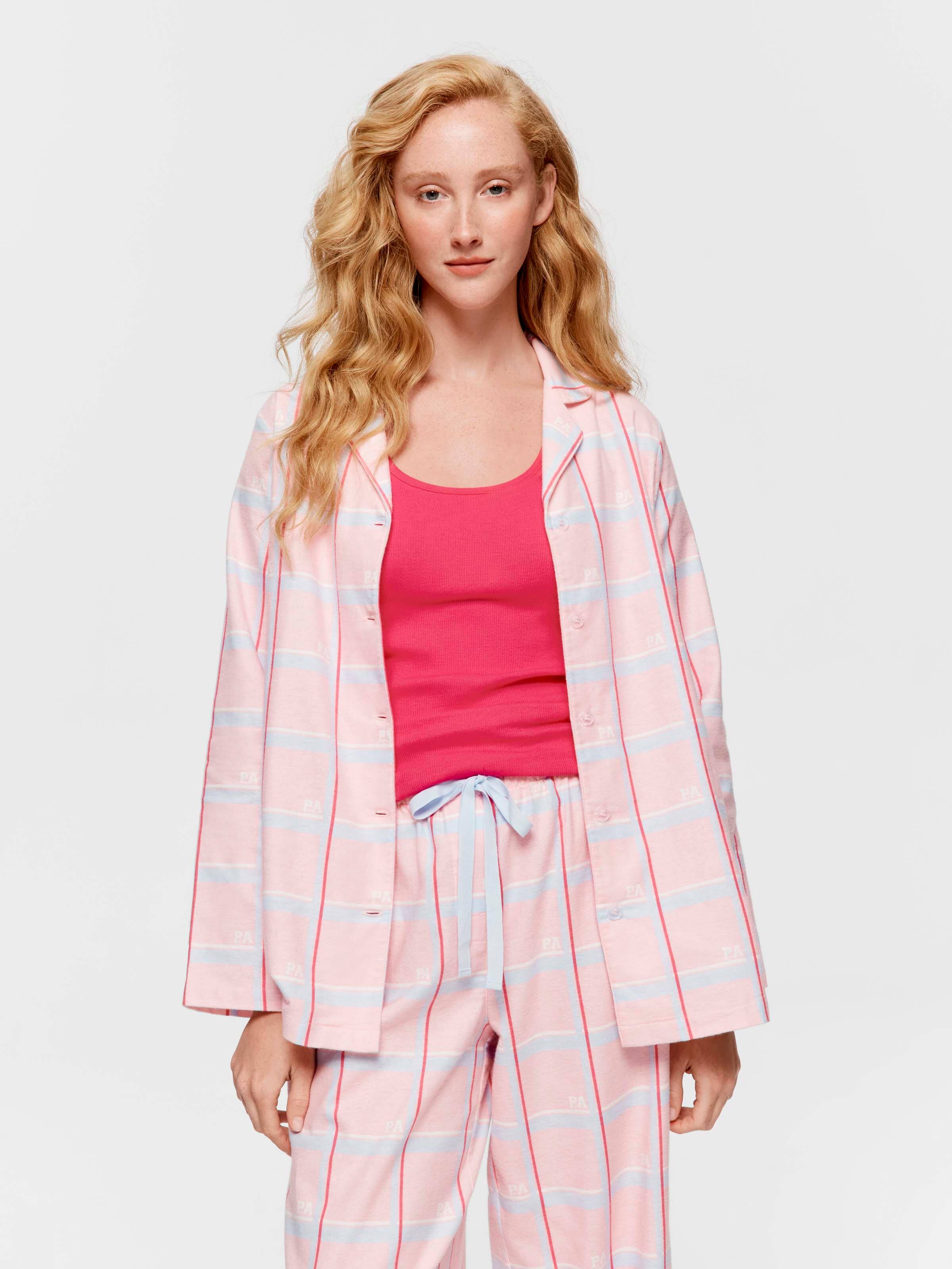 Peach Check 100% Cotton Flannelette Classic Pj Set