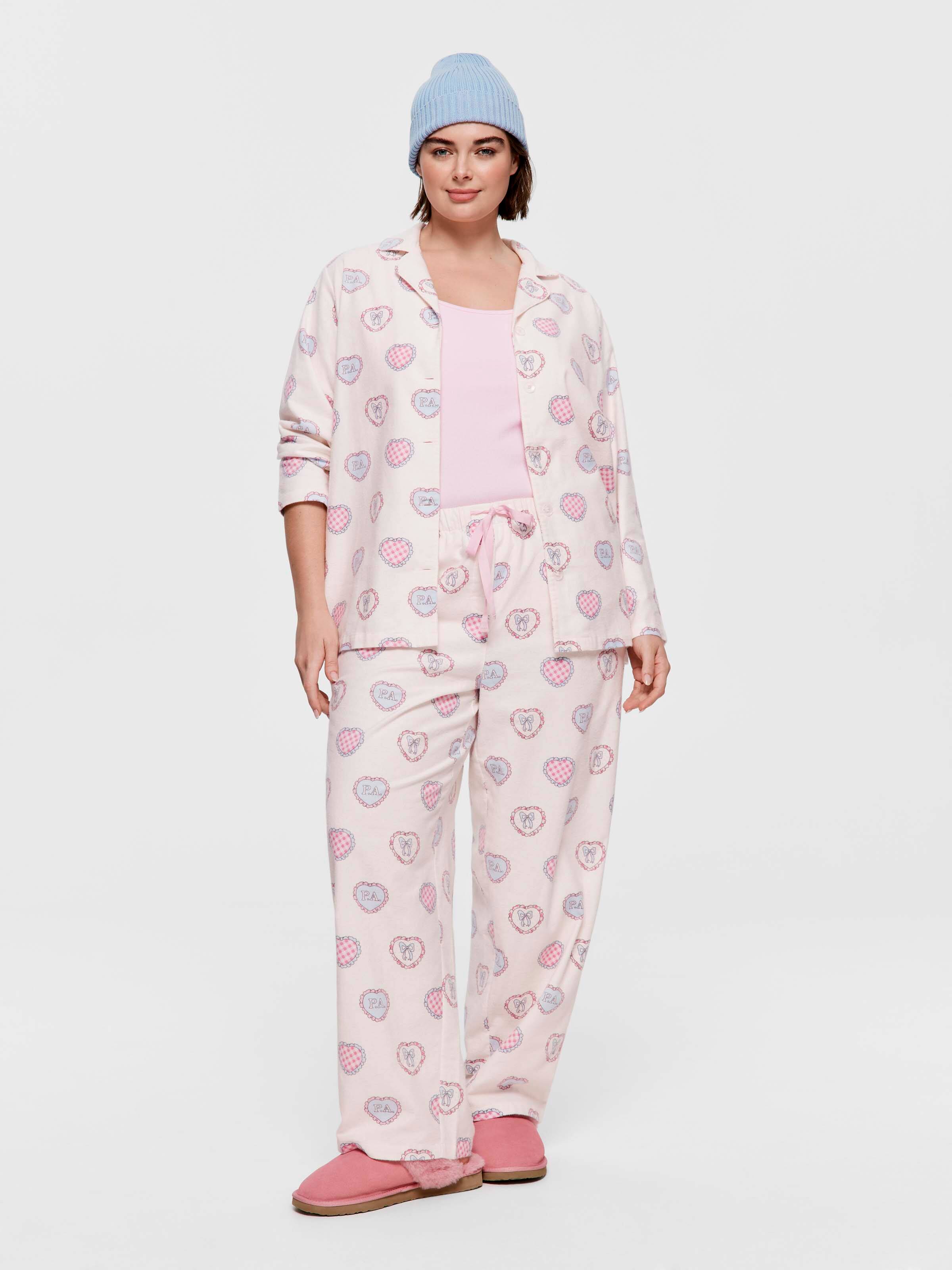 P.A. Plus Gingham Heart 100% Cotton Flannelette Classic Pj Set