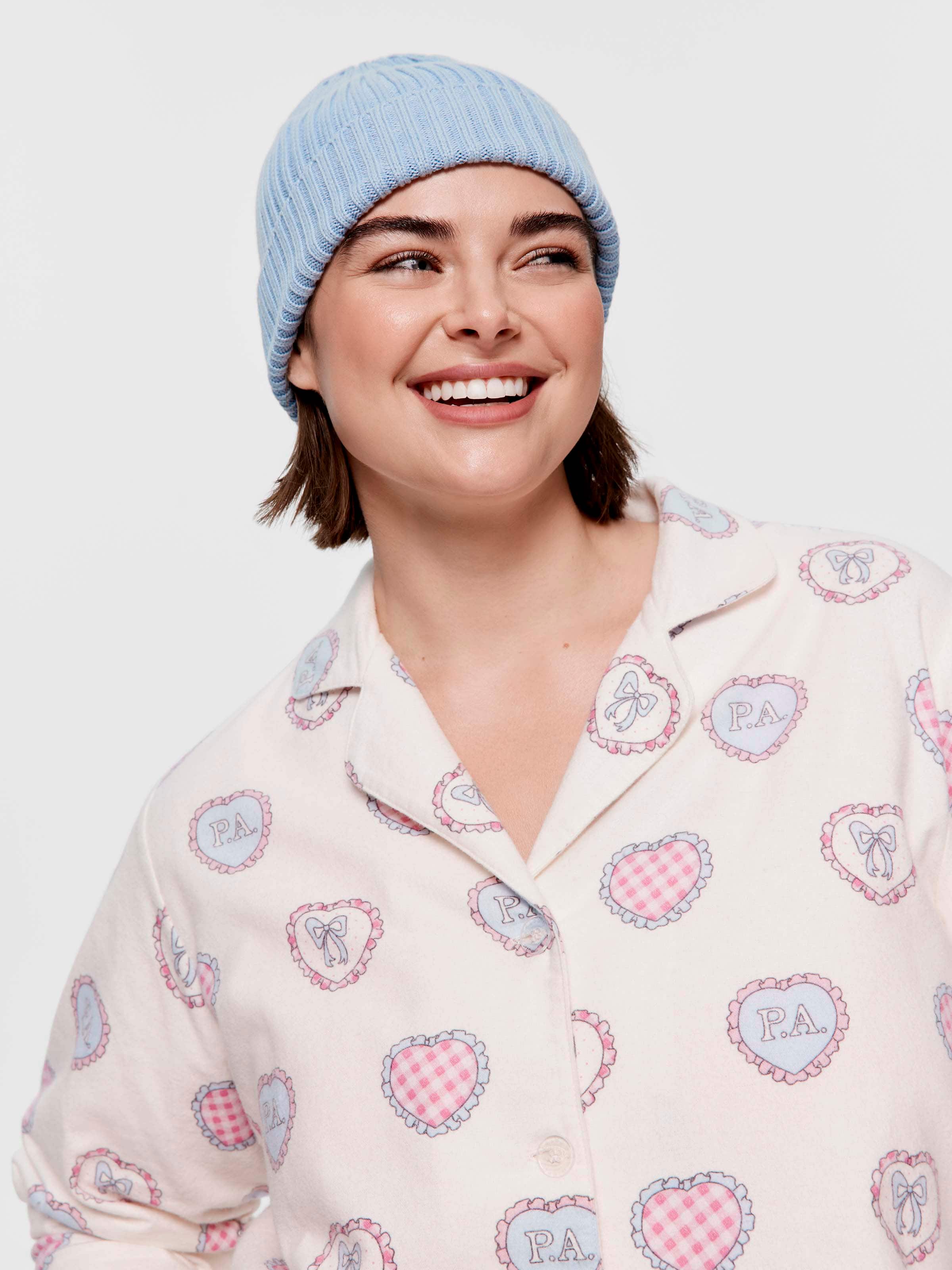 P.A. Plus Gingham Heart 100% Cotton Flannelette Classic Pj Set