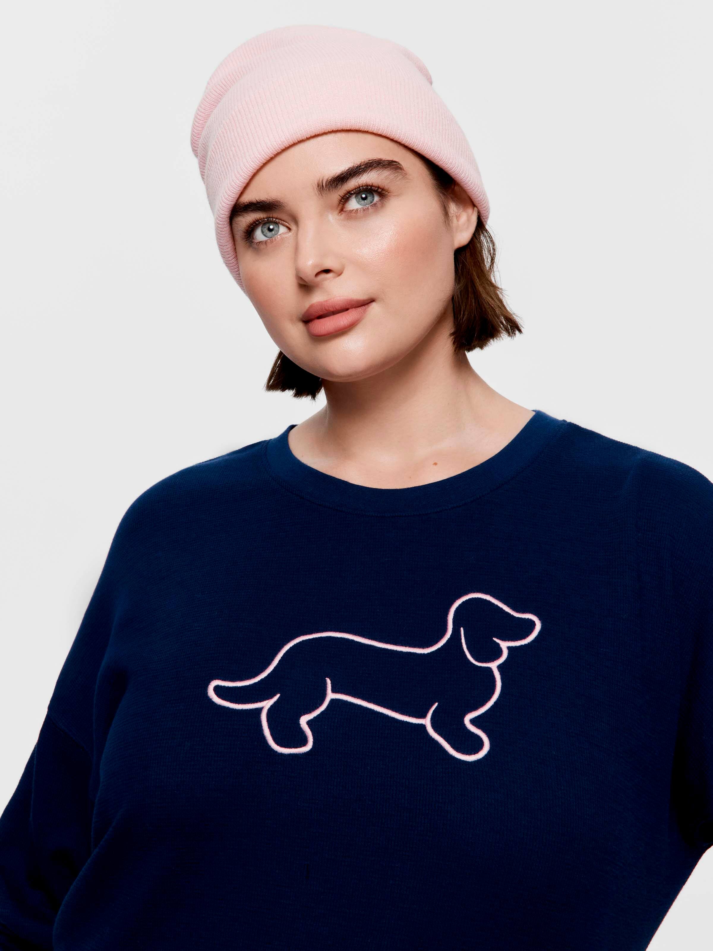 P.A. Plus Navy Pa Waffle Long Sleeve Nightie