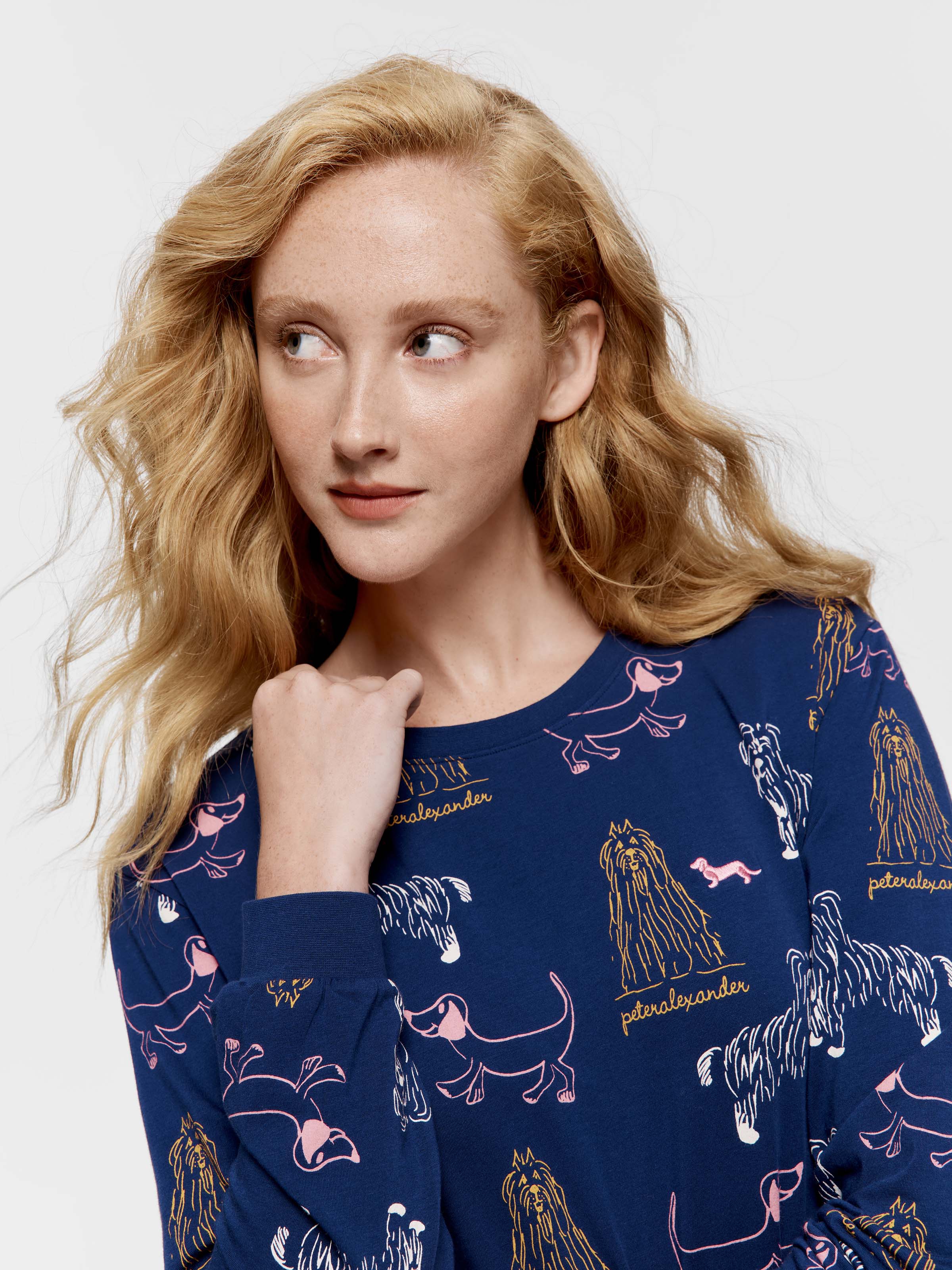 Navy Dogs Long Pj Set