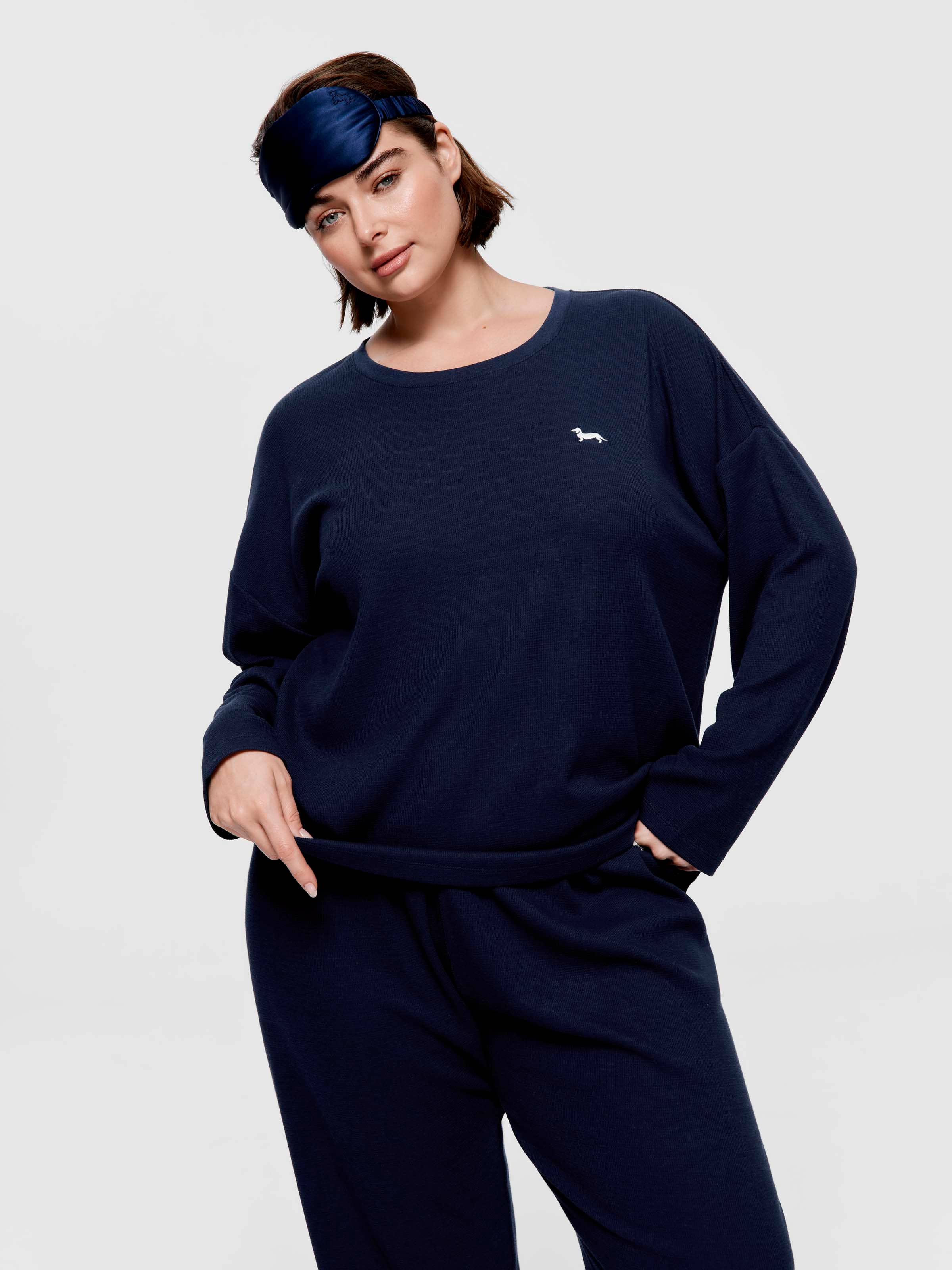 P.A. Plus Navy Waffle Long Sleeve Top