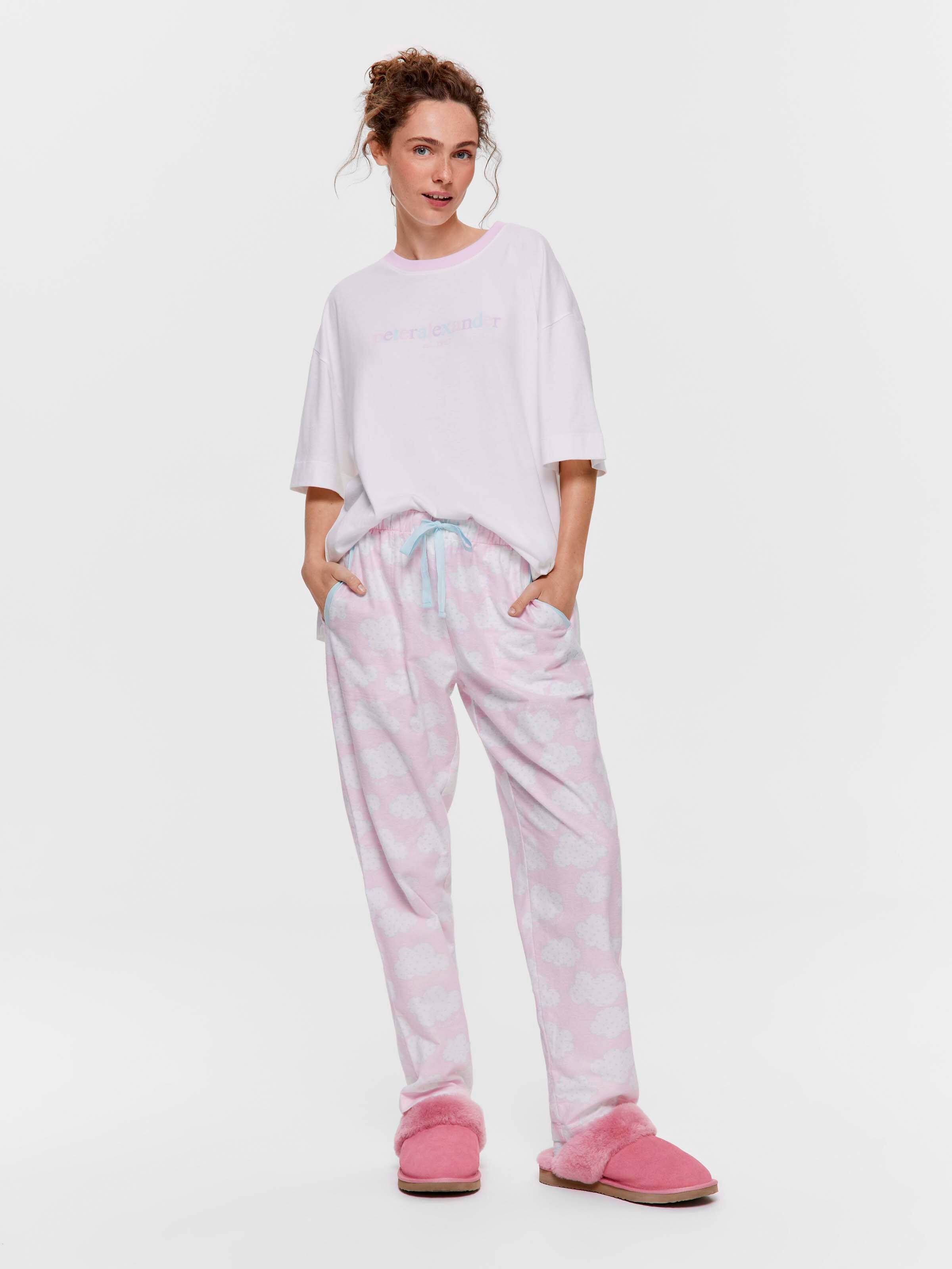 Pink Cloud 100% Cotton Flannelette Roll Up Pj Pant