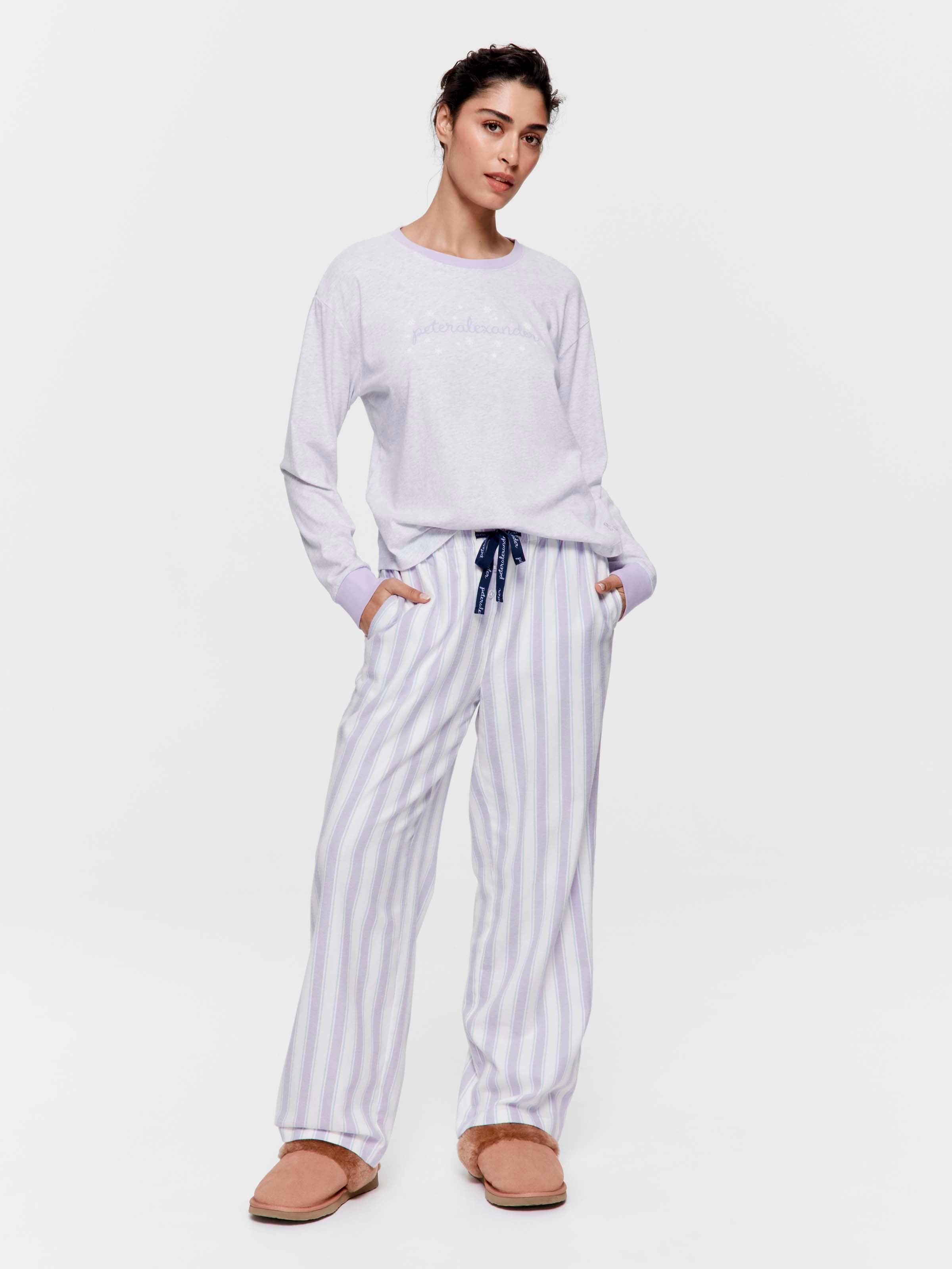 Lilac Stripe 100% Cotton Flannelette Classic Pj Pant
