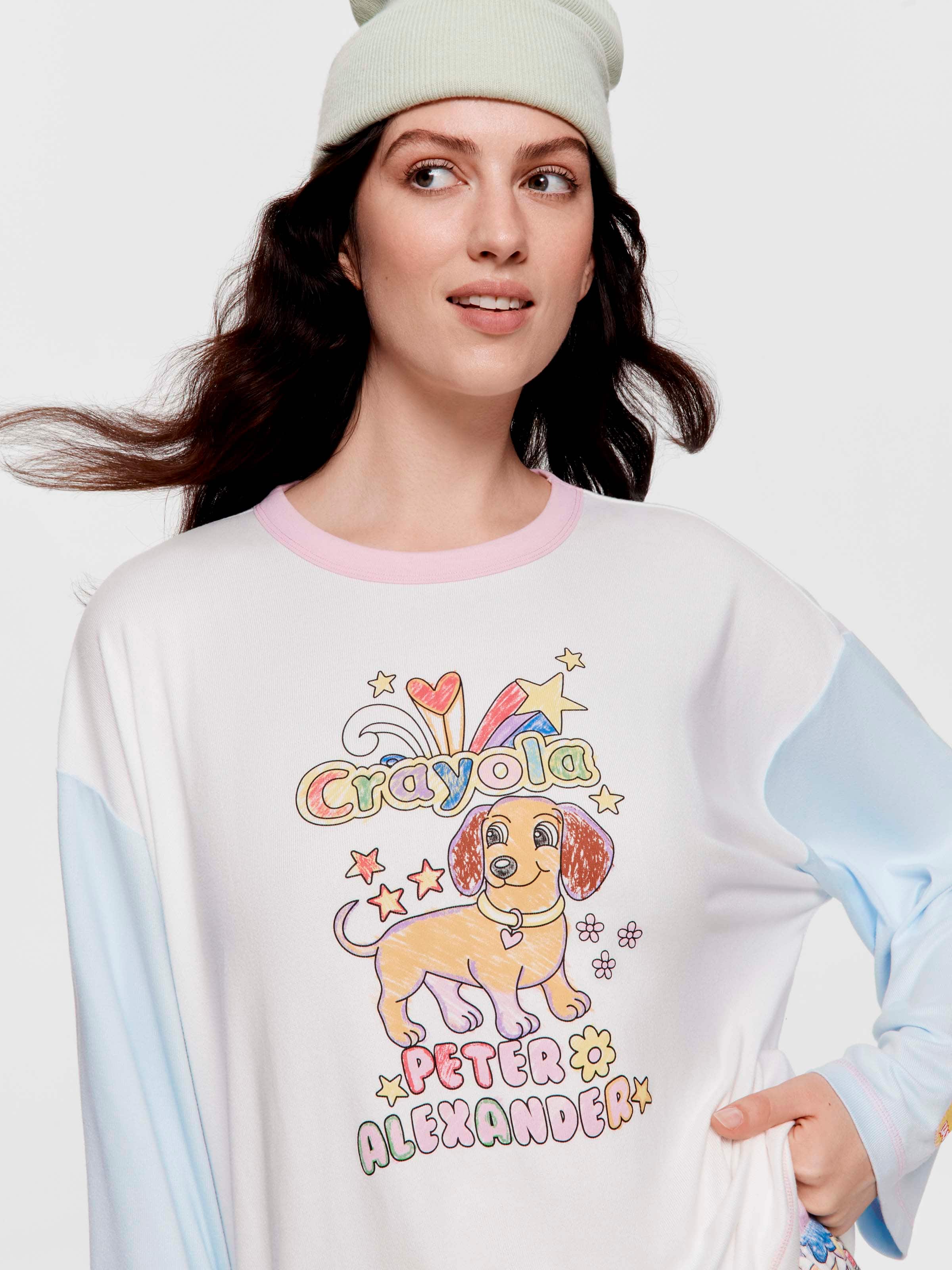 Crayola Sketch Plush Oversized Long Sleeve Top