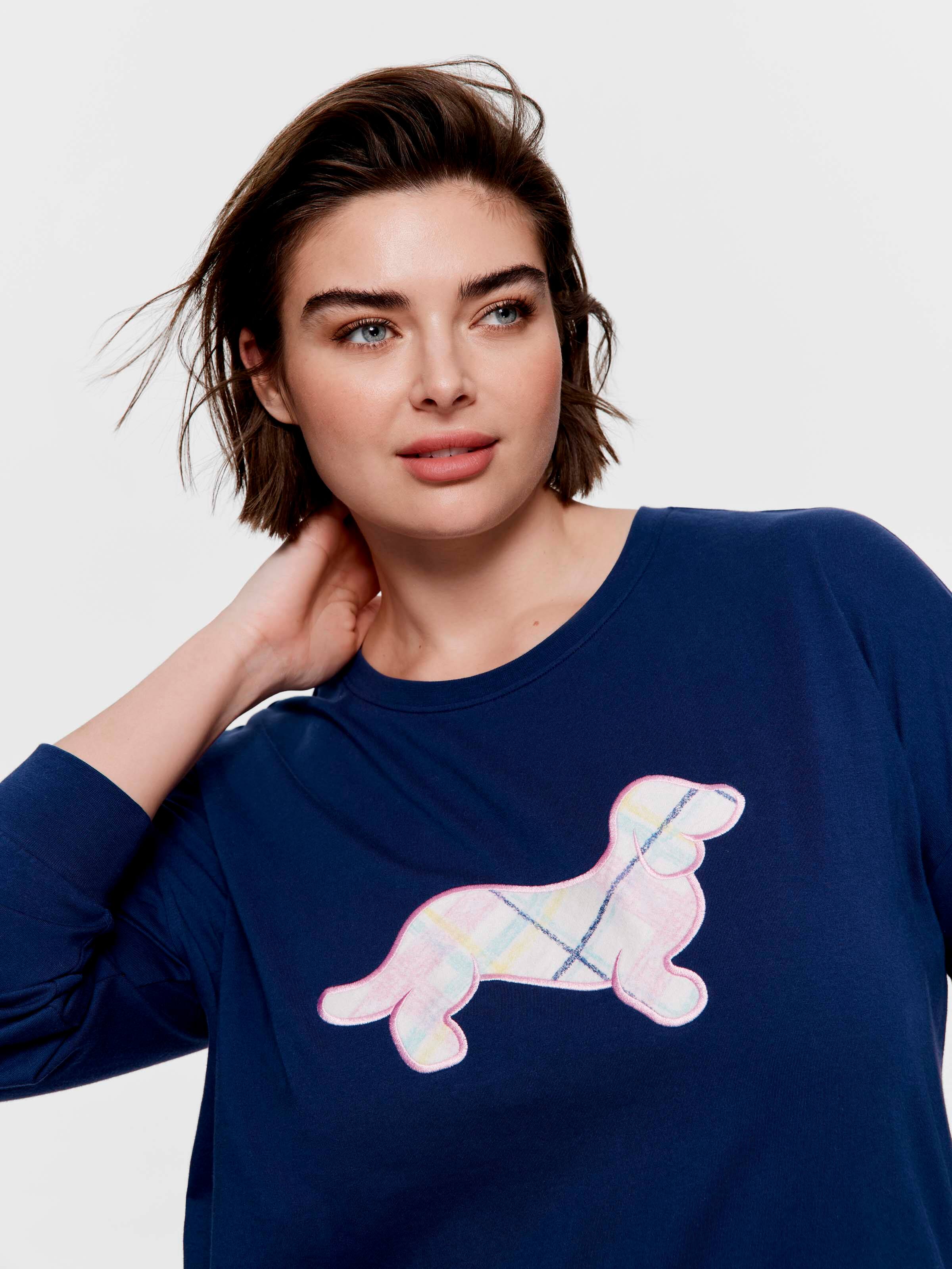 P.A. Plus Sketched Penny 100% Cotton Long Sleeve Top