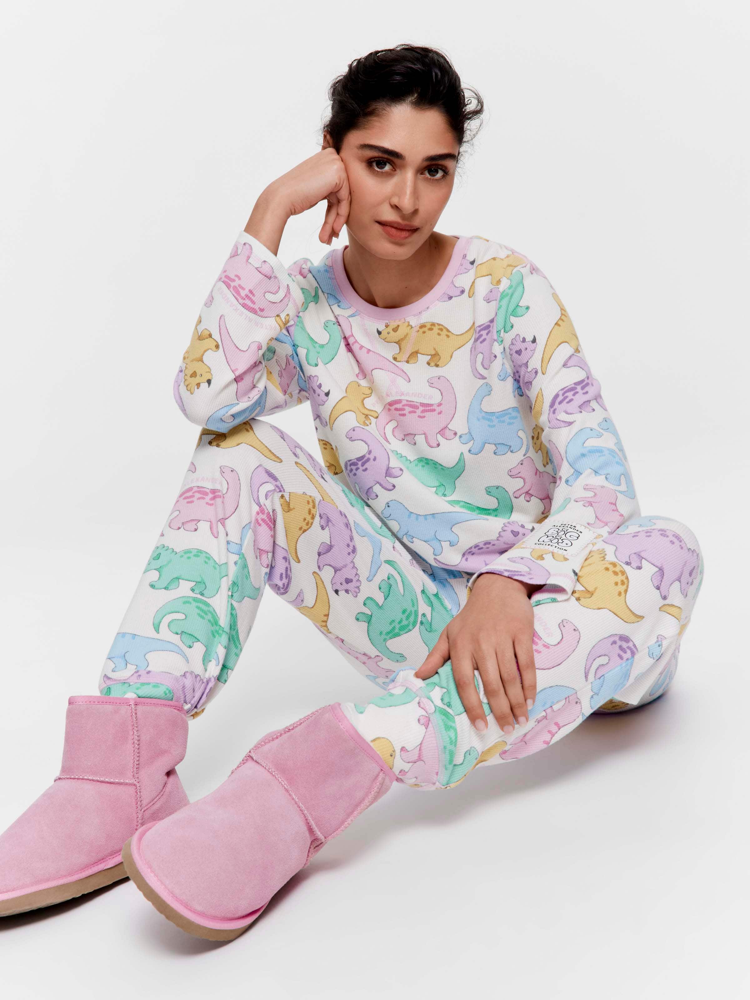 Big Kid Dinosaurs Waffle Long Pj Set
