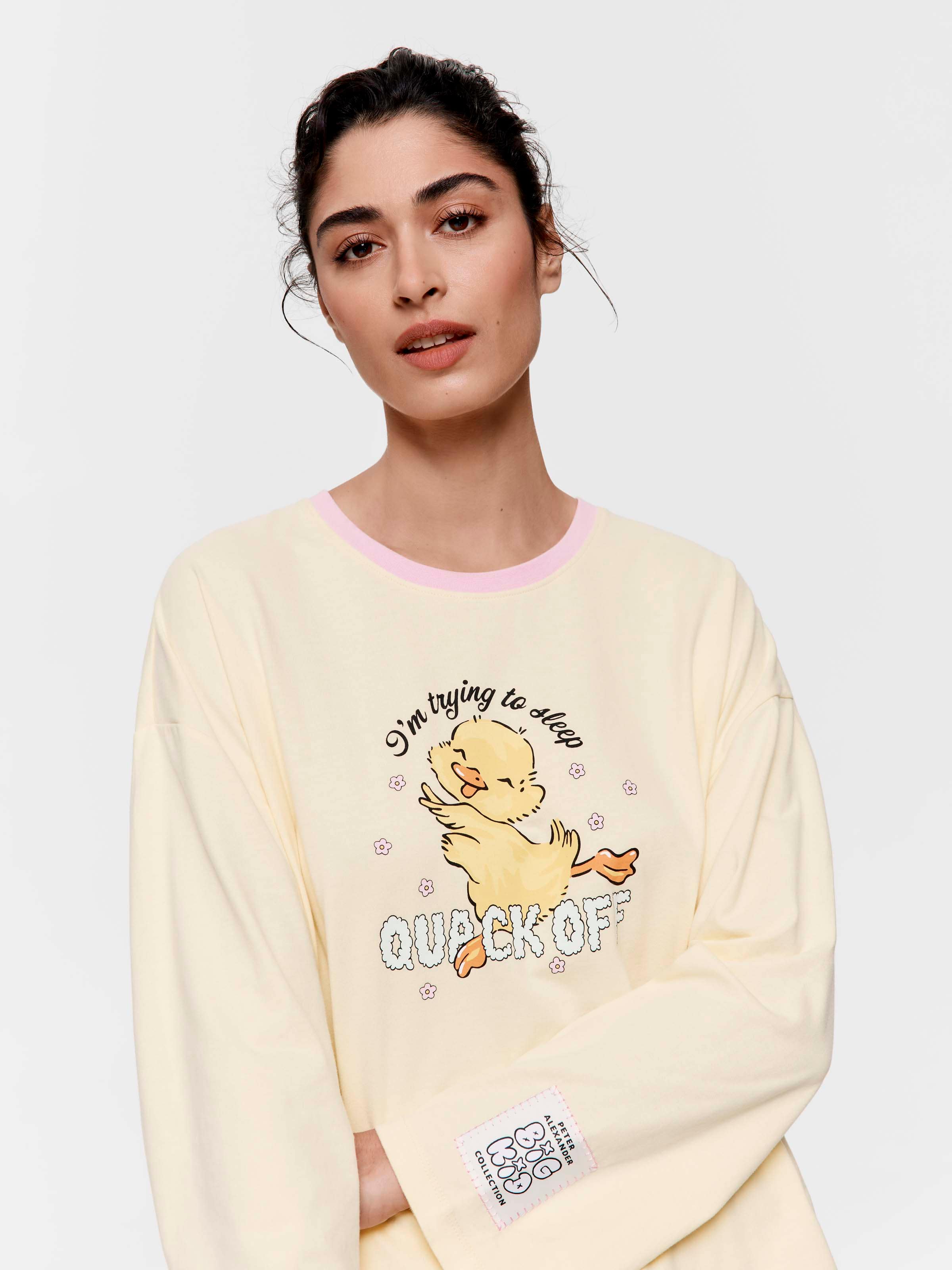 Quack Off 100% Cotton Oversized Long Sleeve Top