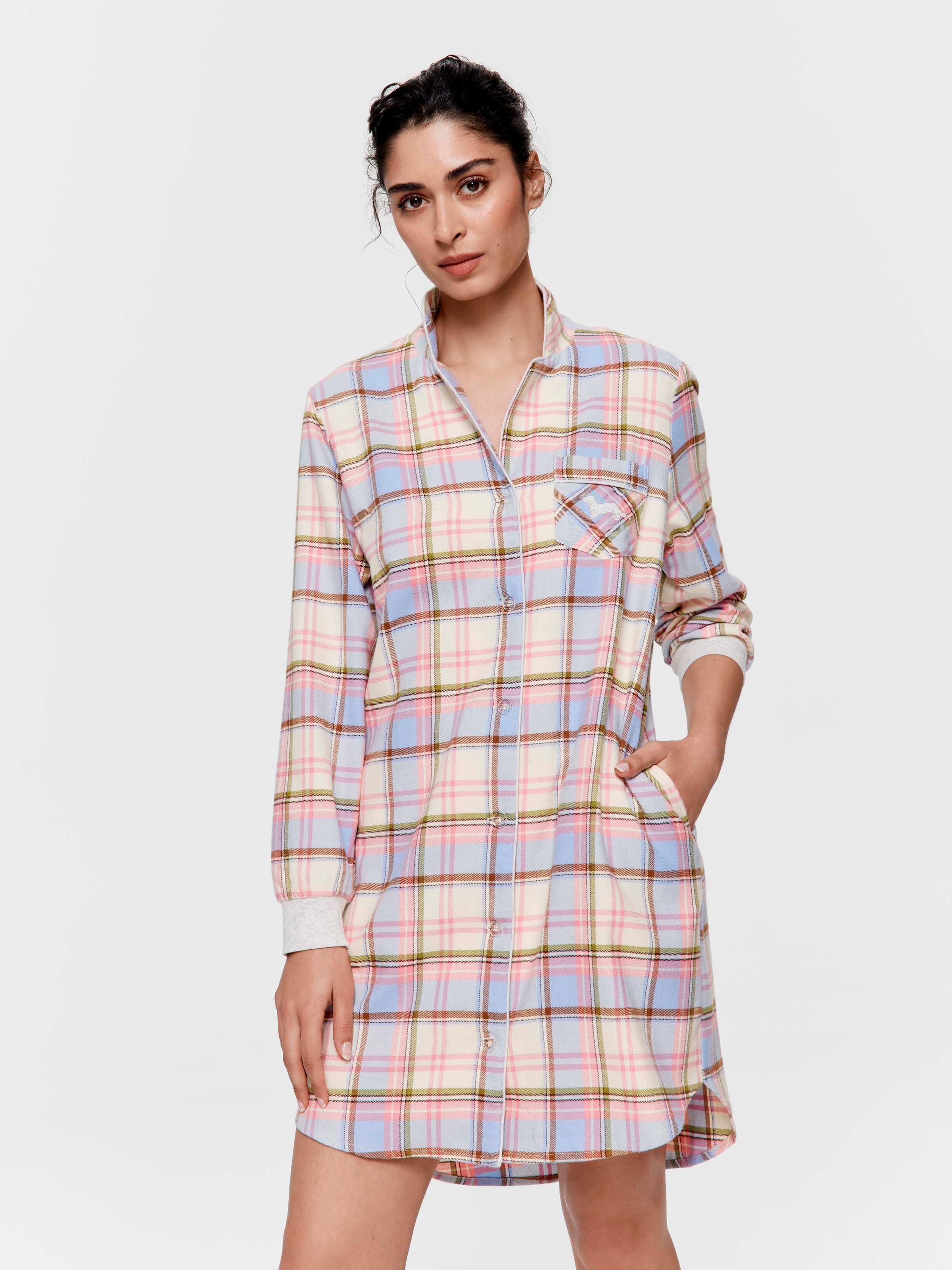 Multi Check 100% Cotton Flannelette Nightshirt