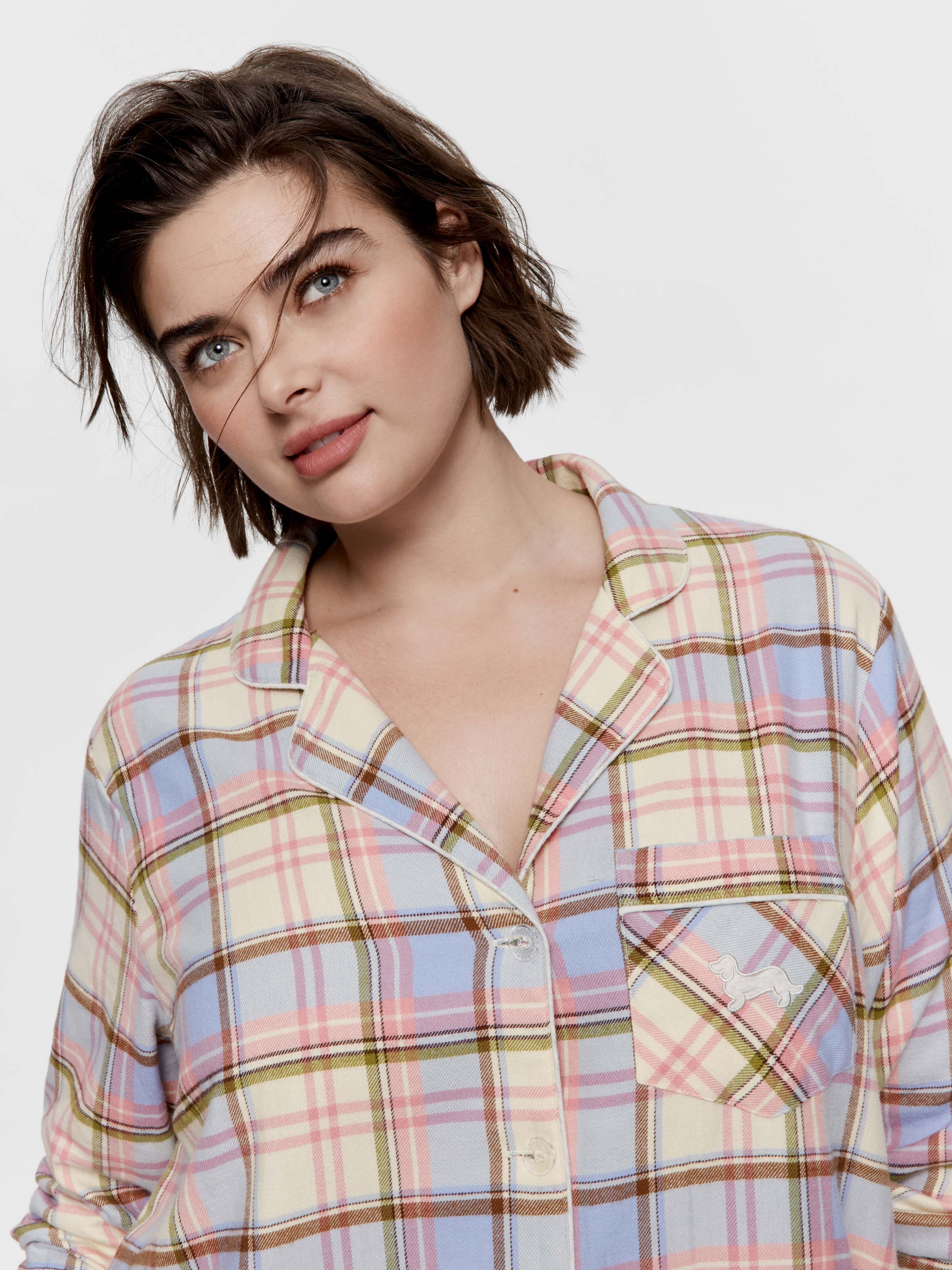 P.A. Plus Multi Check 100% Cotton Flannelette Nightshirt