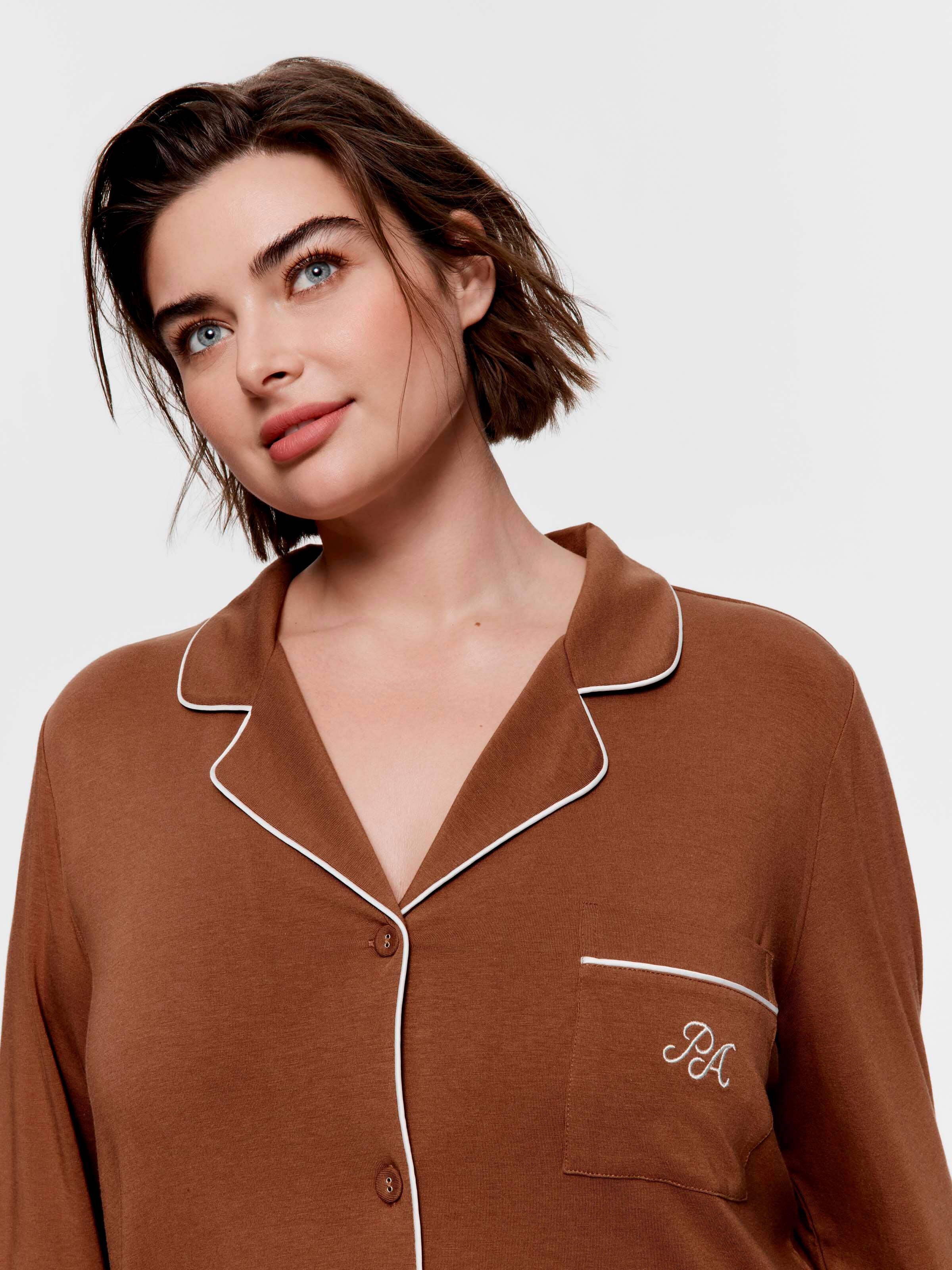 P.A. Plus Ginger Bamboo Rib Long Sleeve Nightshirt
