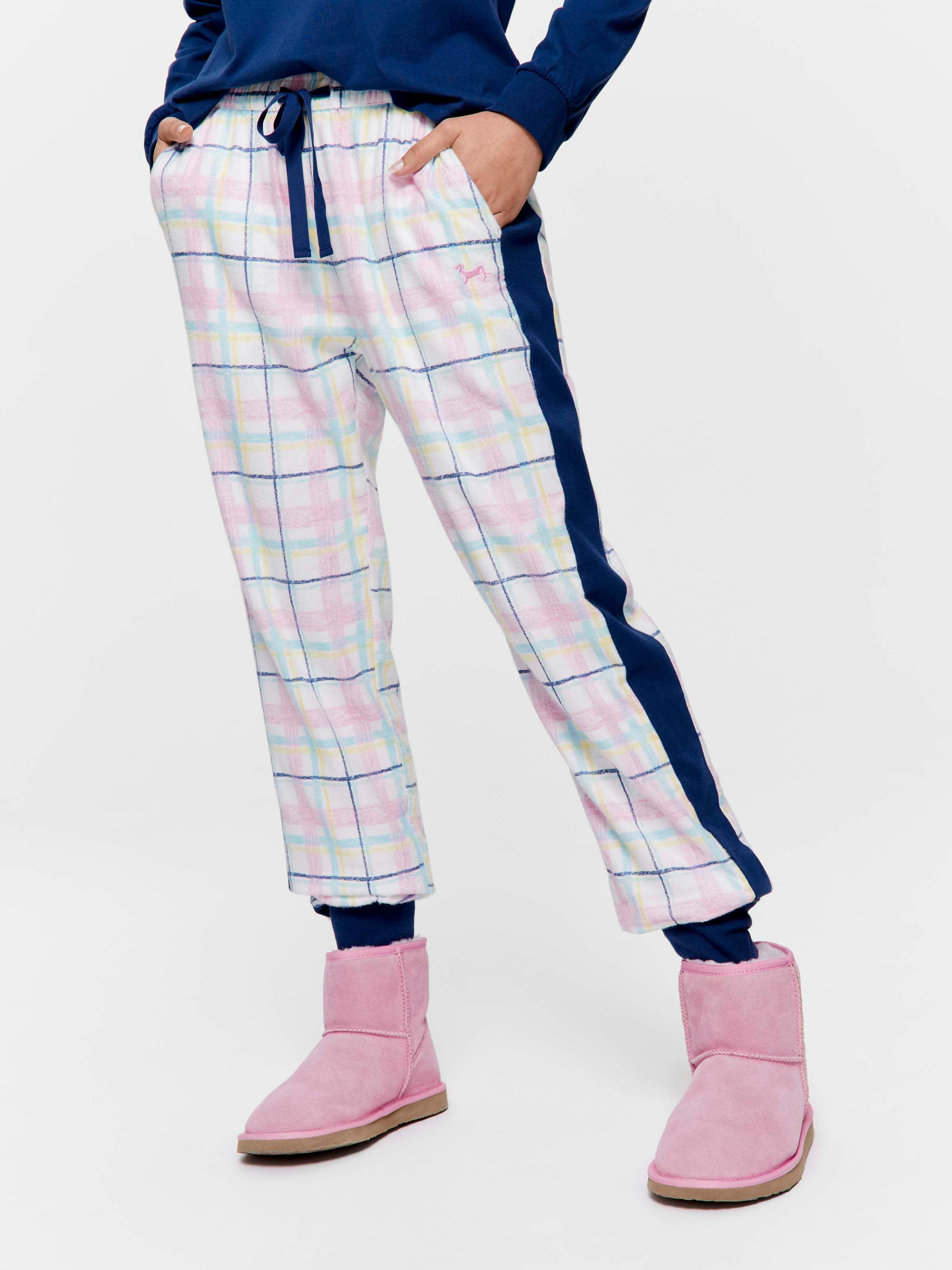 Sketched Check Bamboo Flannelette Cuff Pj Pant