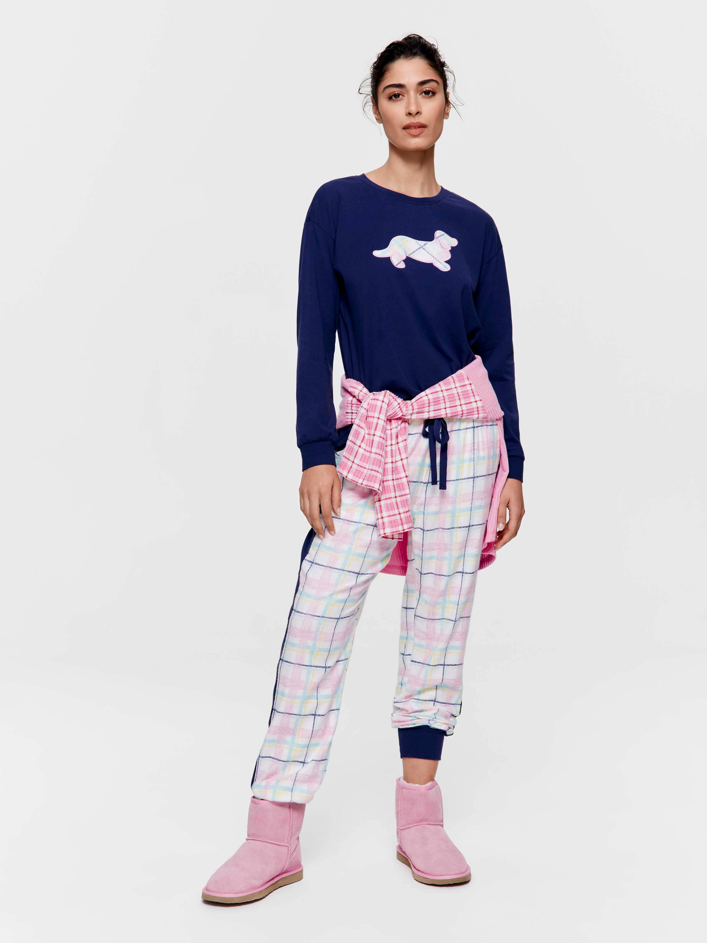 Sketched Check Bamboo Flannelette Cuff Pj Pant