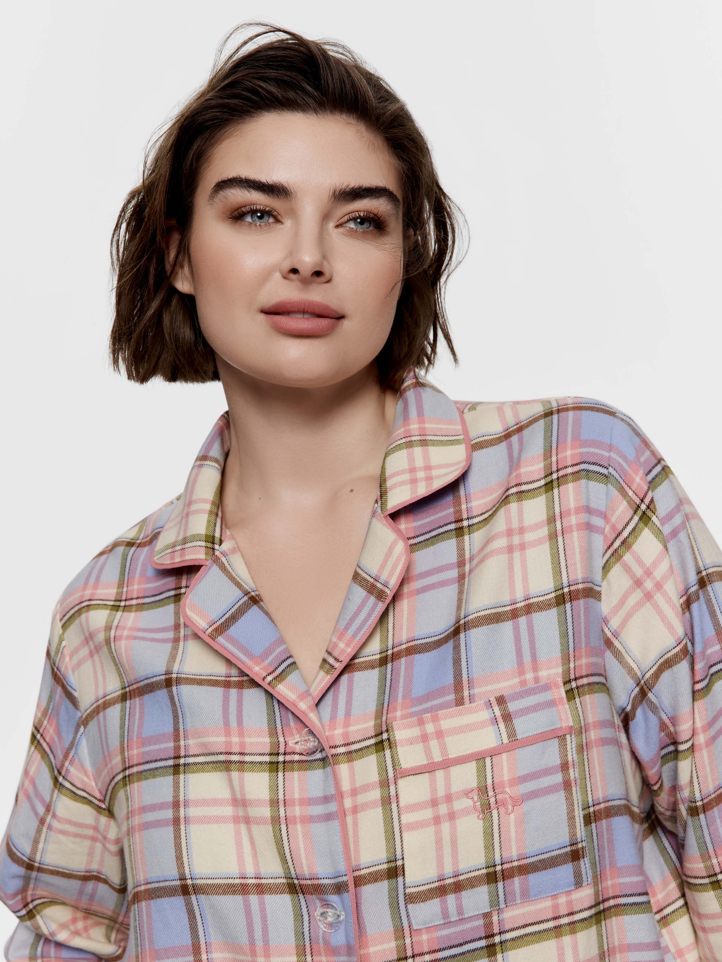 P.A. Plus Multi Check 100% Cotton Flannelette Classic Pj Set