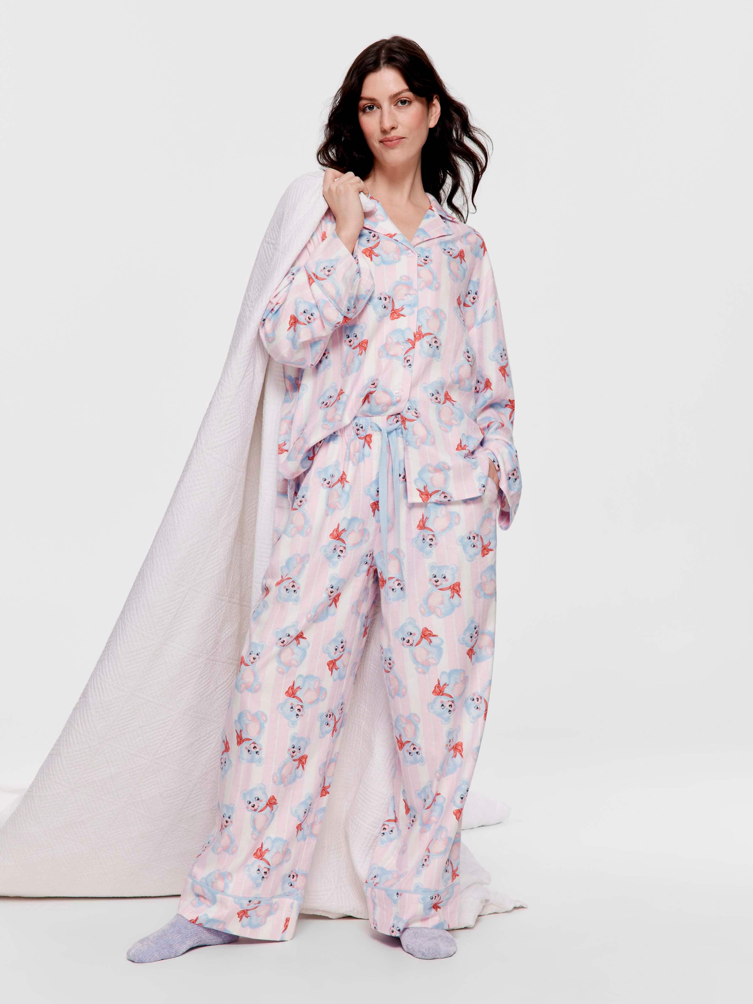 Big Kid Vintage Teddy Bamboo Flannelette Oversized Pj Set