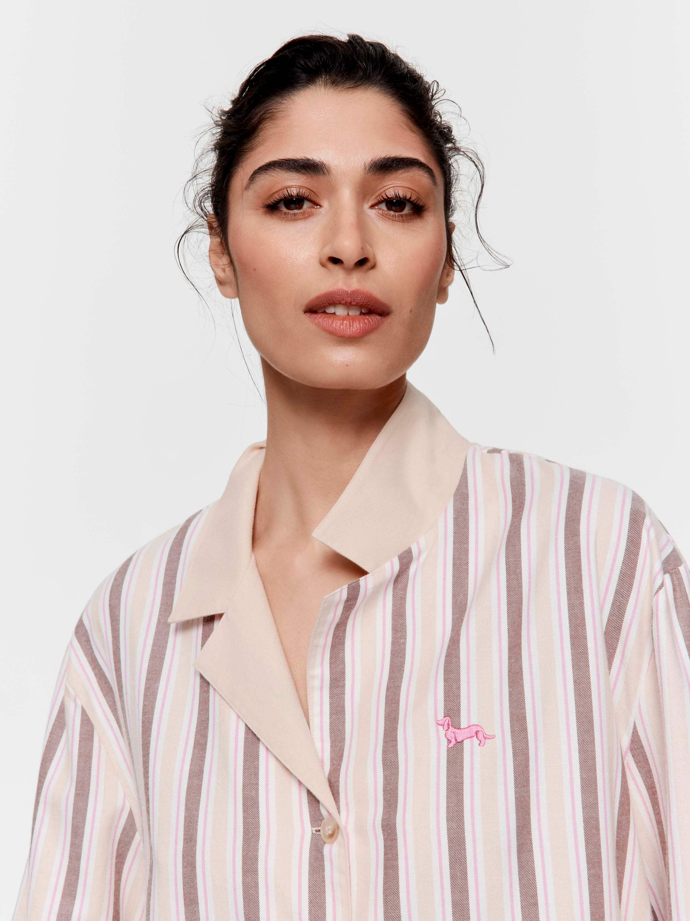 Caramel & Brown Stripe 100% Cotton Long Sleeve Shirt