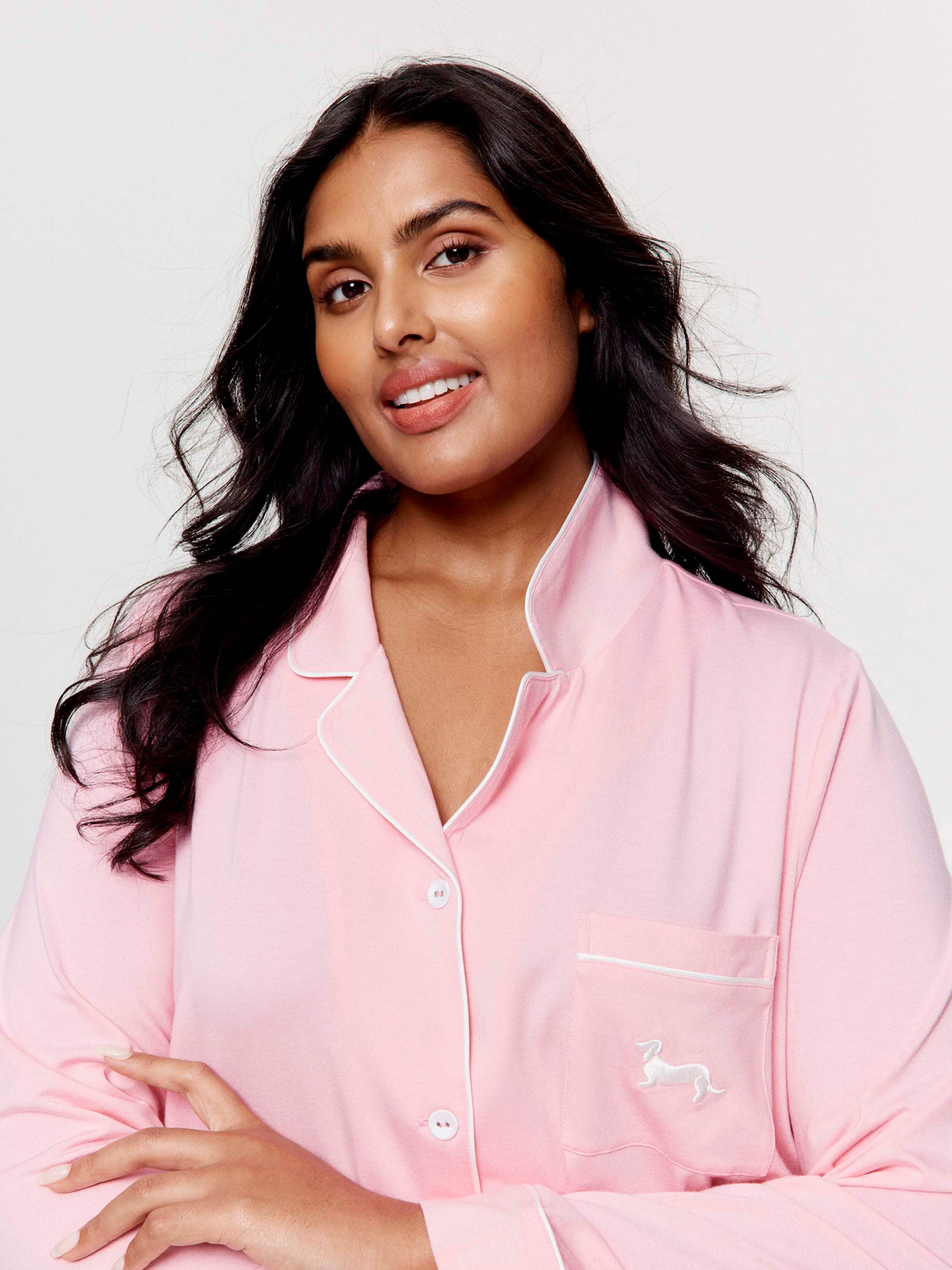 P.A. Plus Pink Bamboo Jersey Long Pj Set