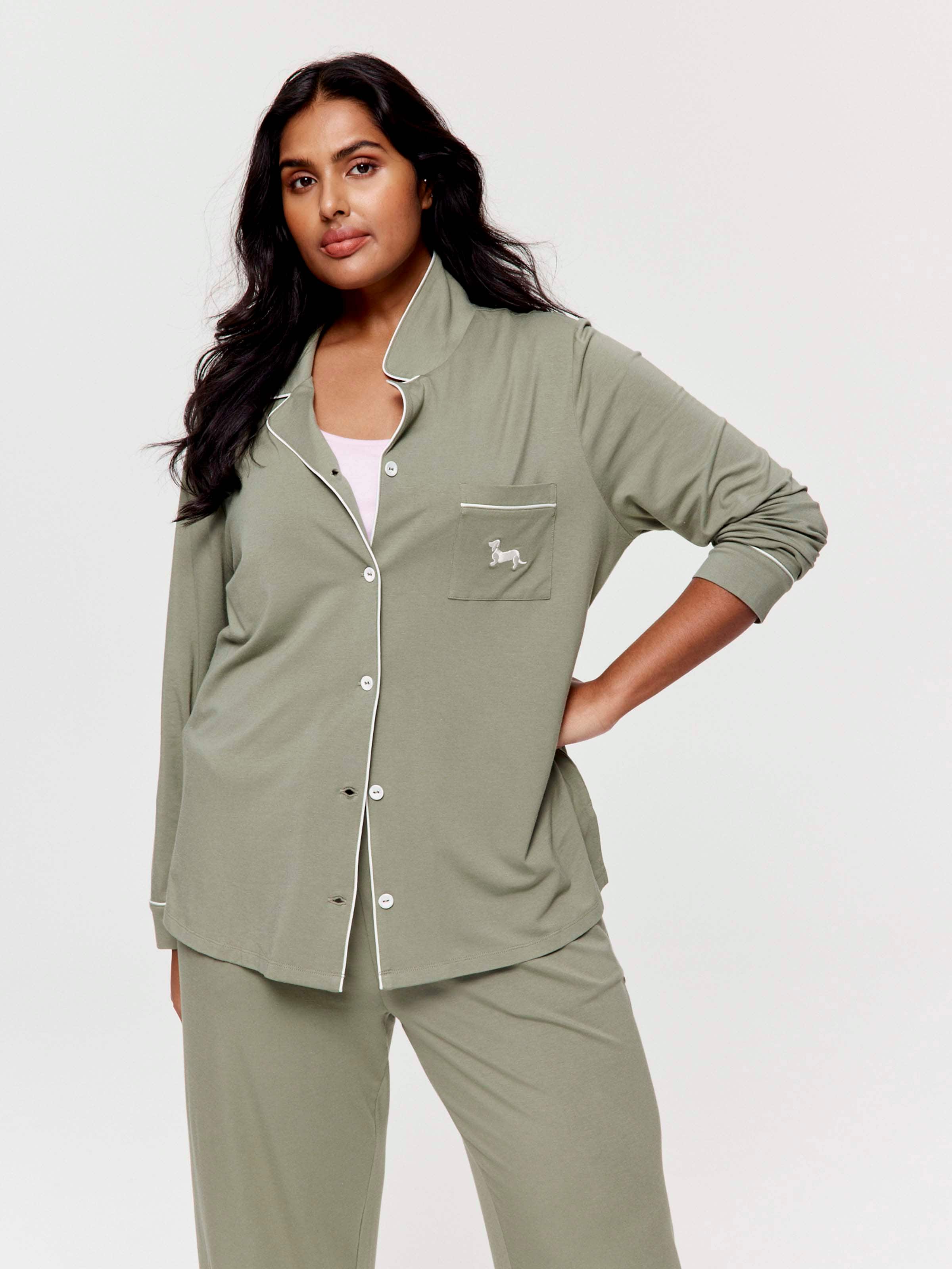 P.A. Plus Sage Bamboo Jersey Long Pj Set