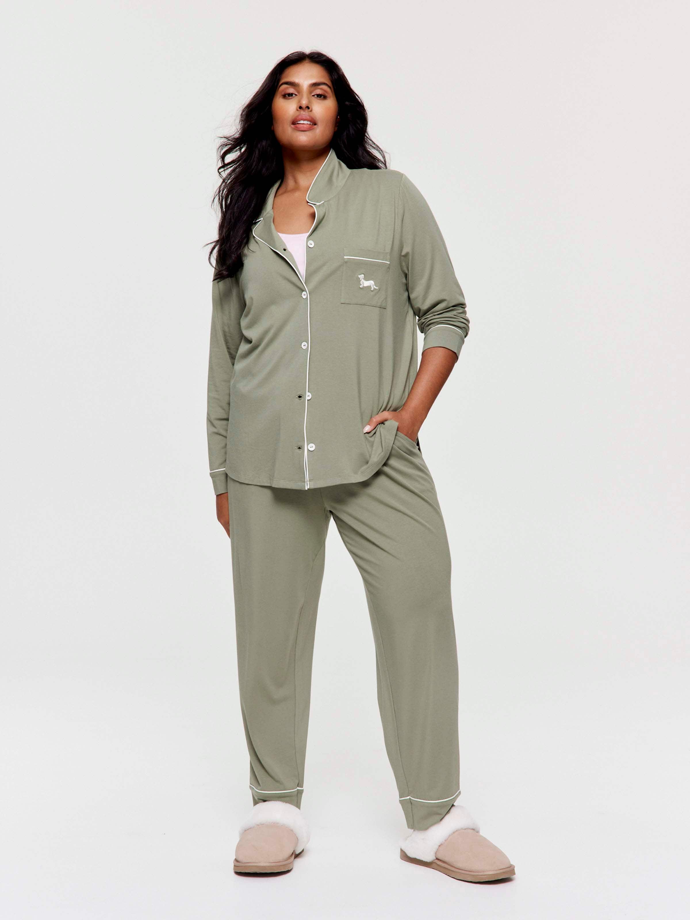 P.A. Plus Sage Bamboo Jersey Long Pj Set