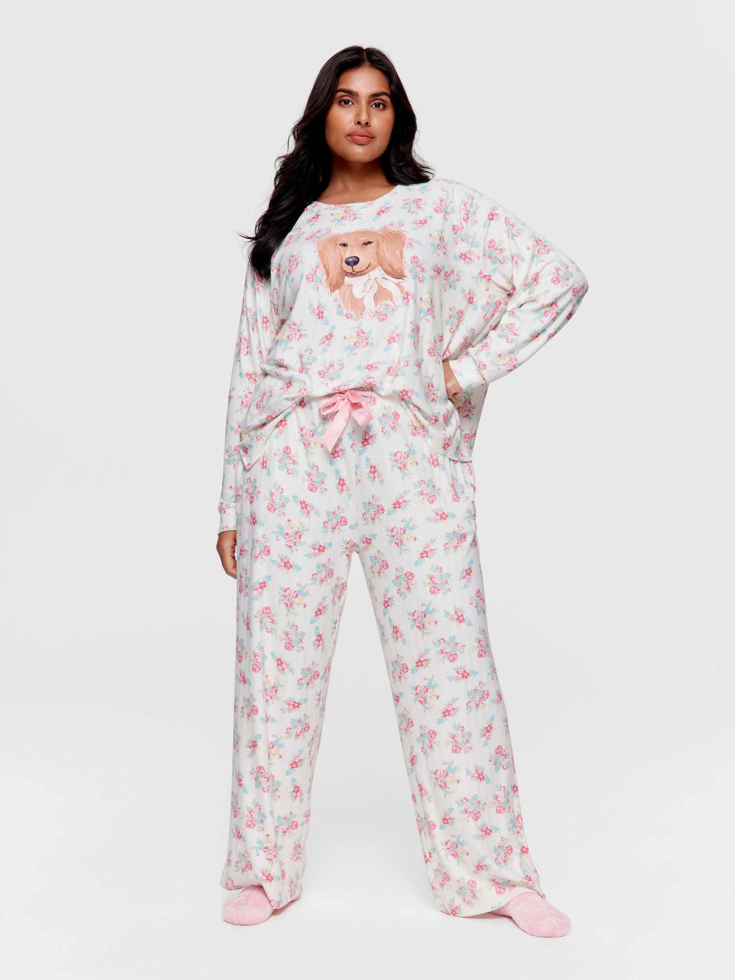 P.A. Plus Ditsy Floral Pointelle Straight Leg Pj Pant