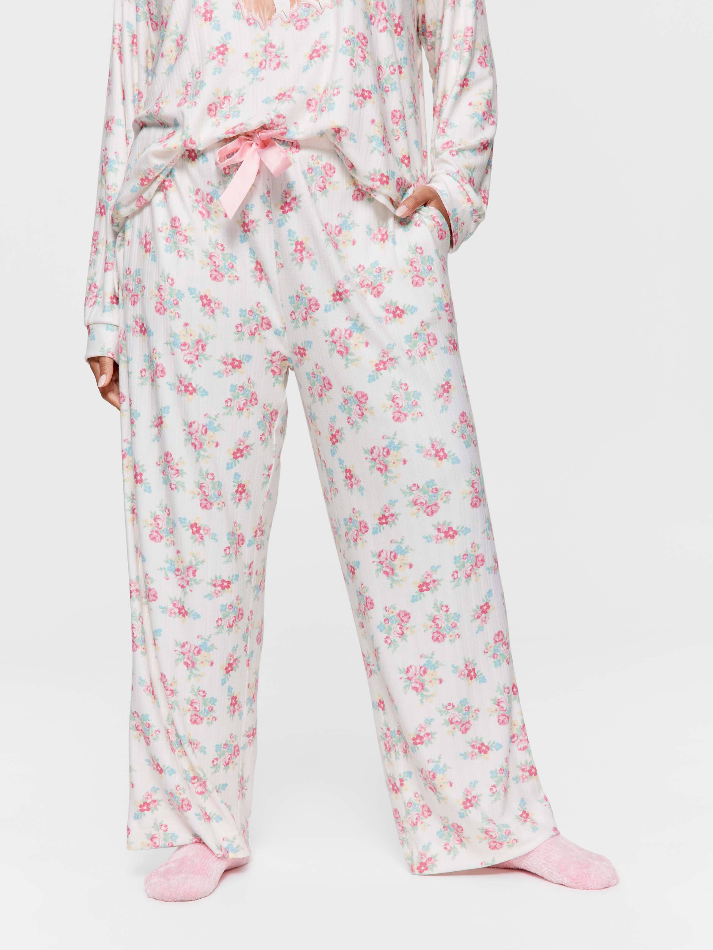 P.A. Plus Ditsy Floral Pointelle Straight Leg Pj Pant