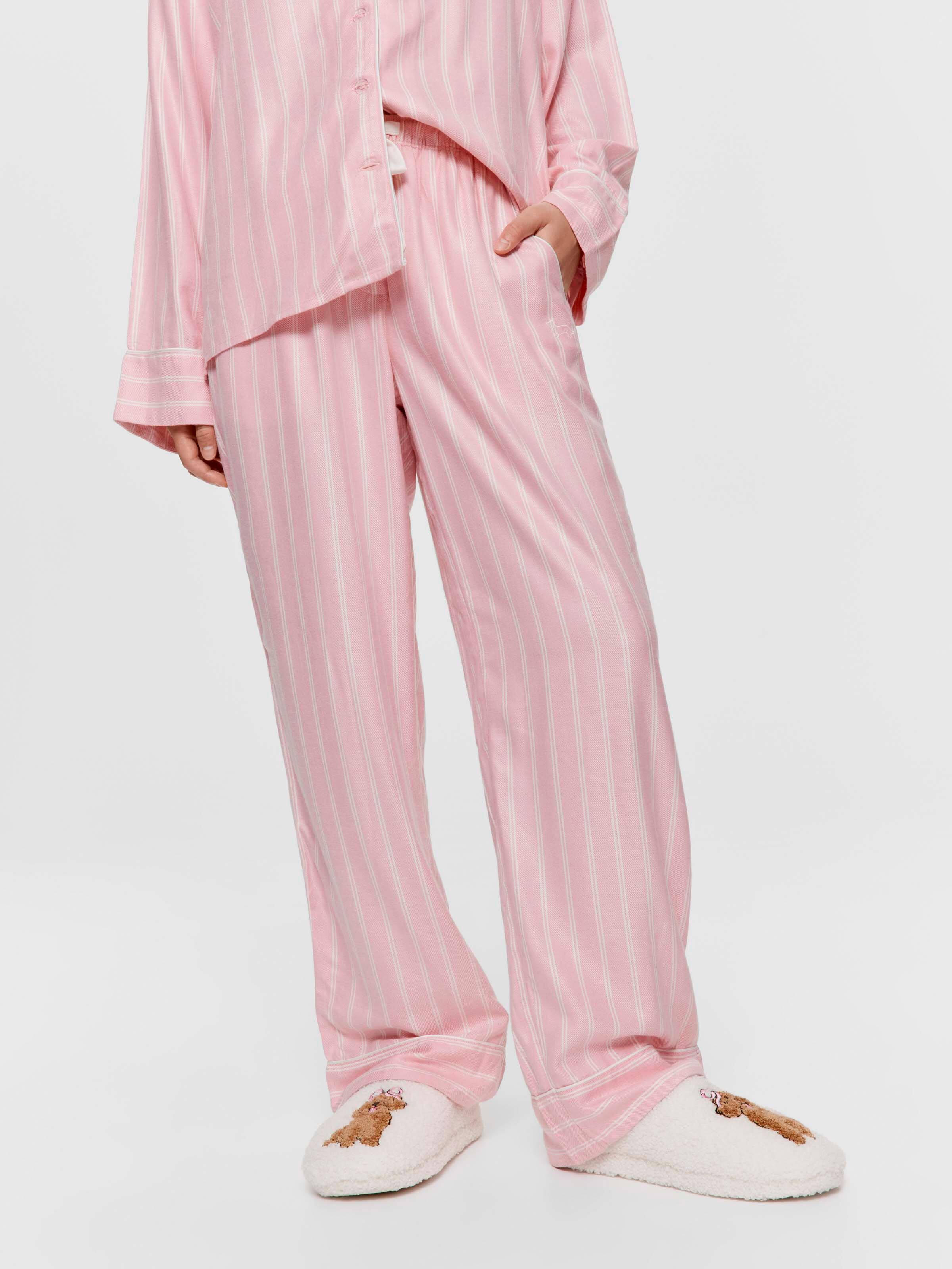 Dusty Pink Stripe Viscose Flannelette Classic Pj Pant