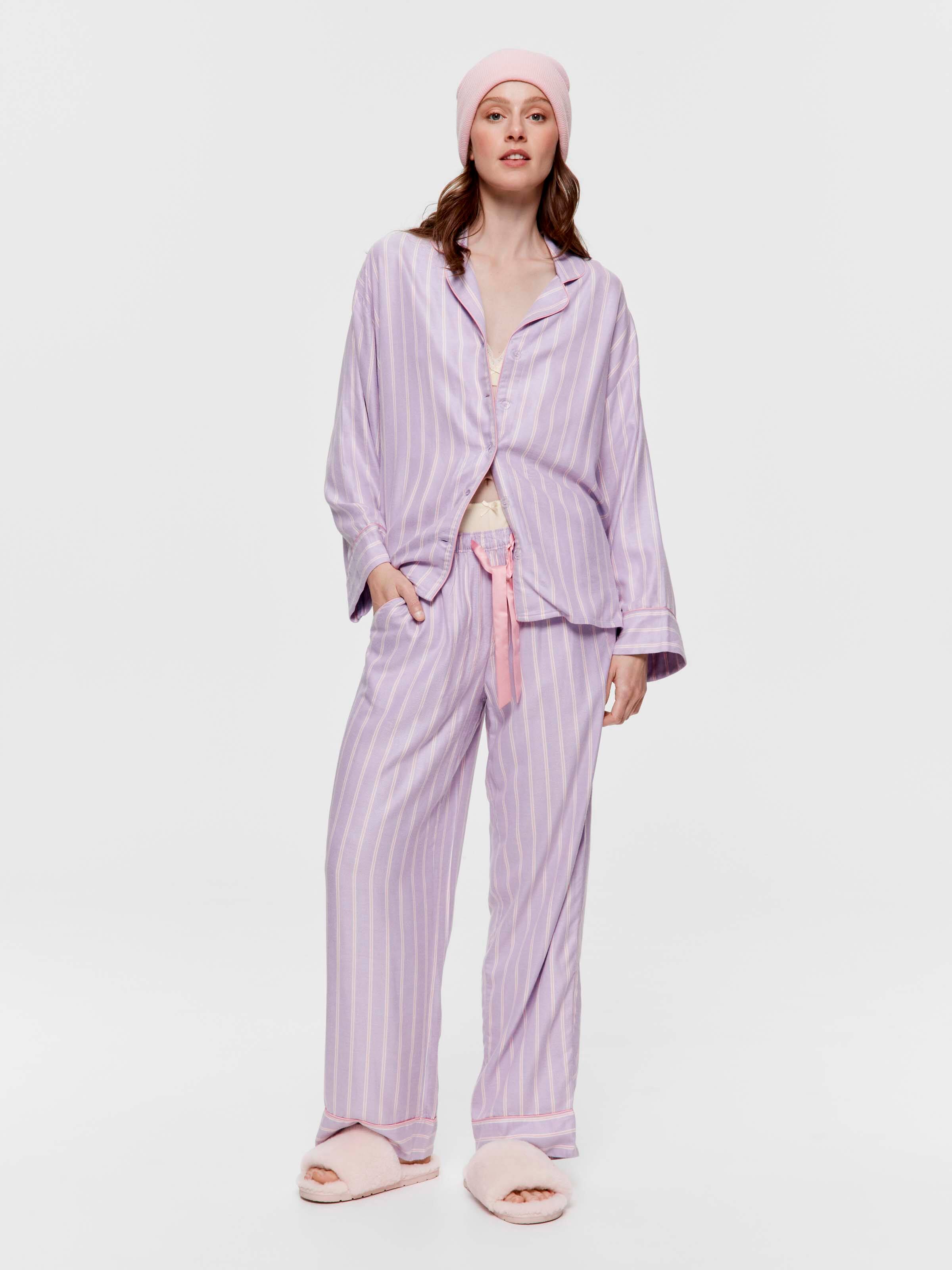 Lilac Stripe Viscose Flannelette Classic Pj Pant