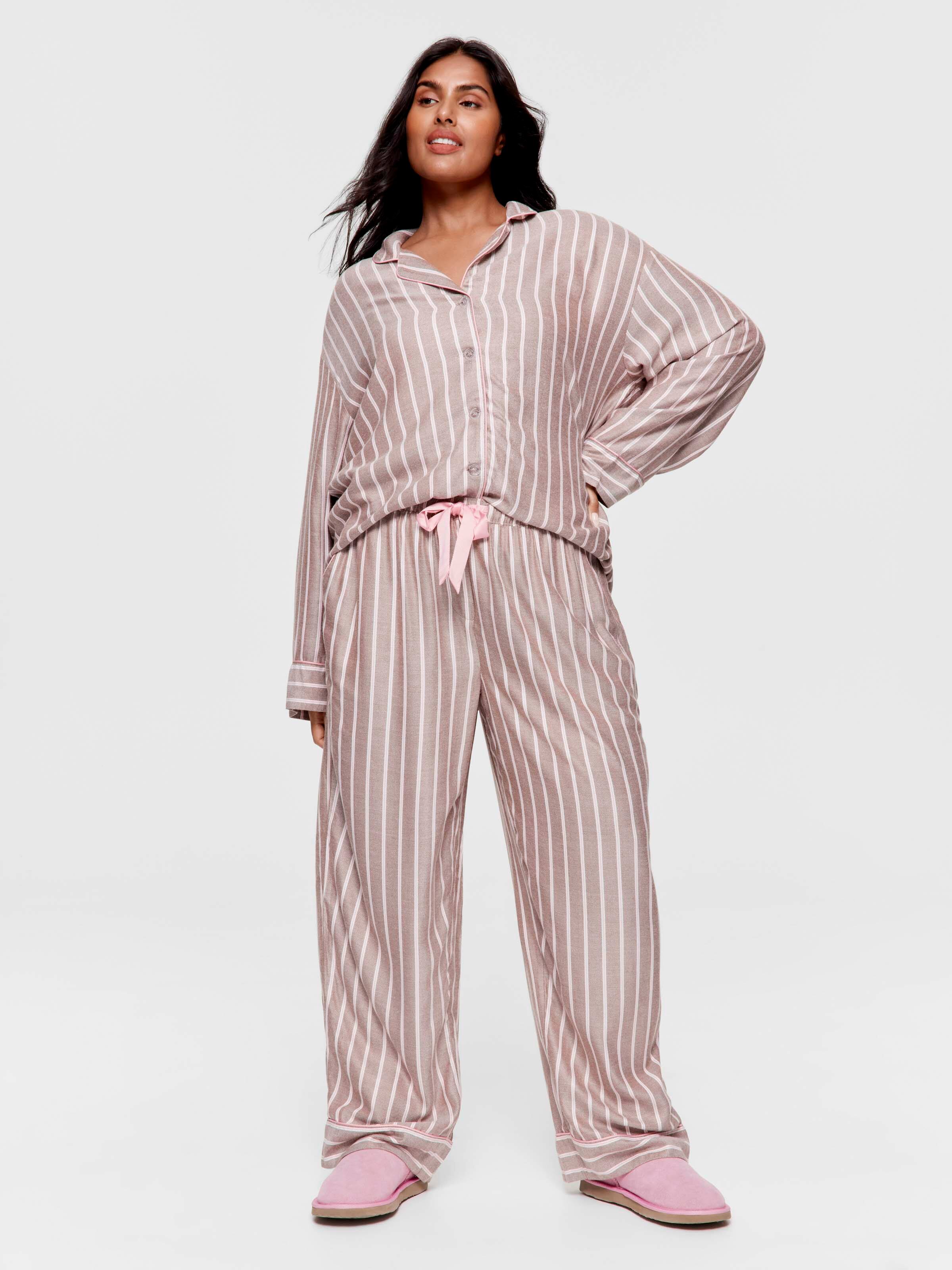 P.A. Plus Chocolate Stripe Viscose Flannelette Classic Pj Pant
