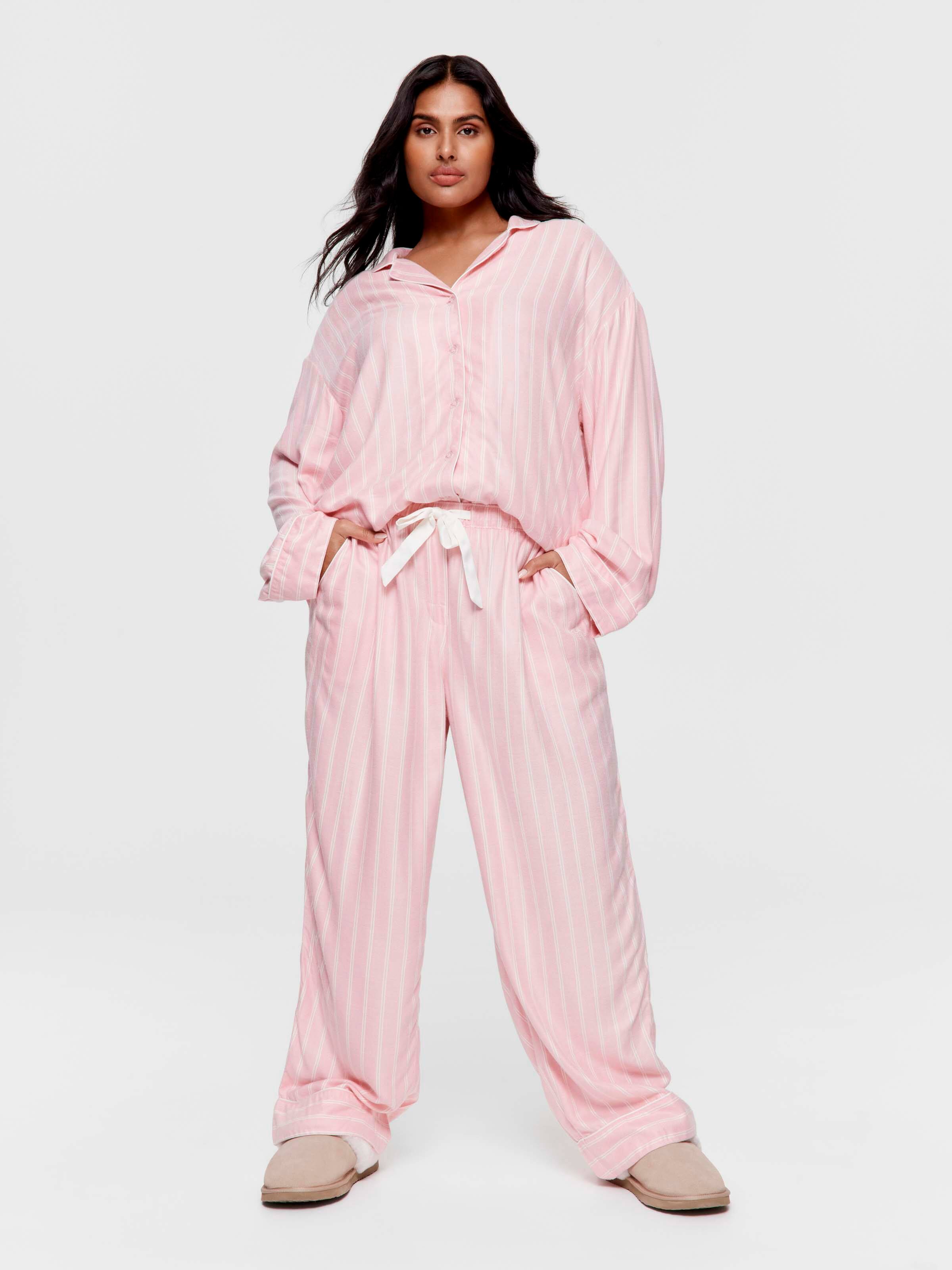 P.A. Plus Dusty Pink Stripe Viscose Flannelette Classic Pj Pant