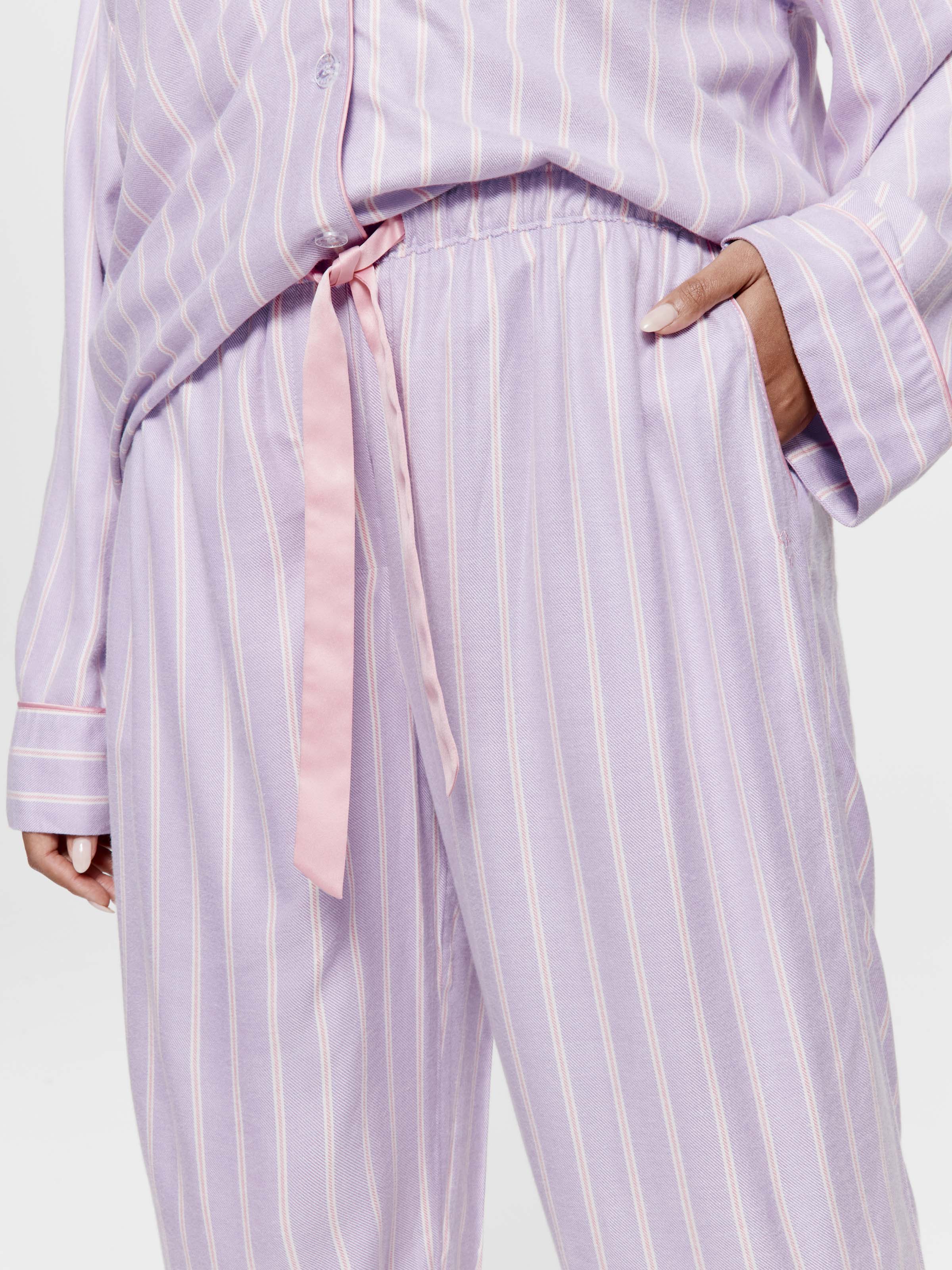 P.A. Plus Lilac Stripe Viscose Flannelette Classic Pj Pant