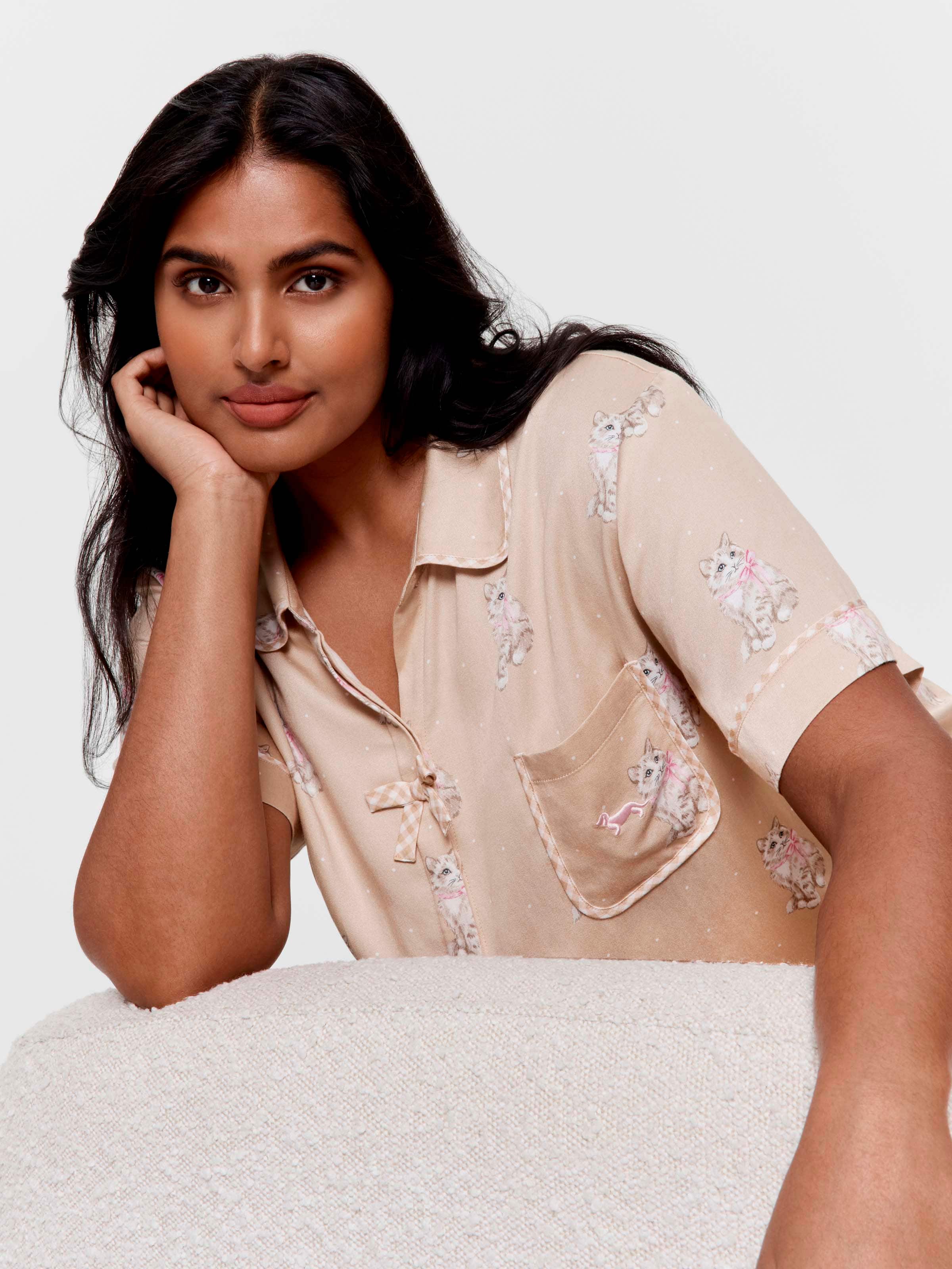 P.A. Plus Pussycat Bow Shortie Pj Set