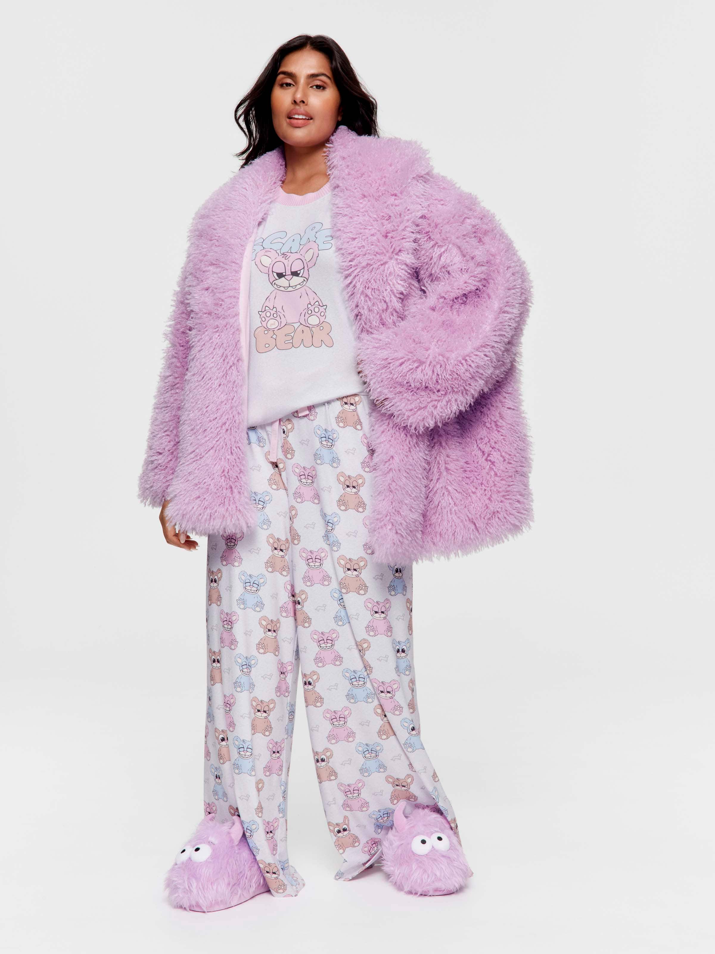 P.A. Plus Scare Bear Plush Wide Leg Pj Pant