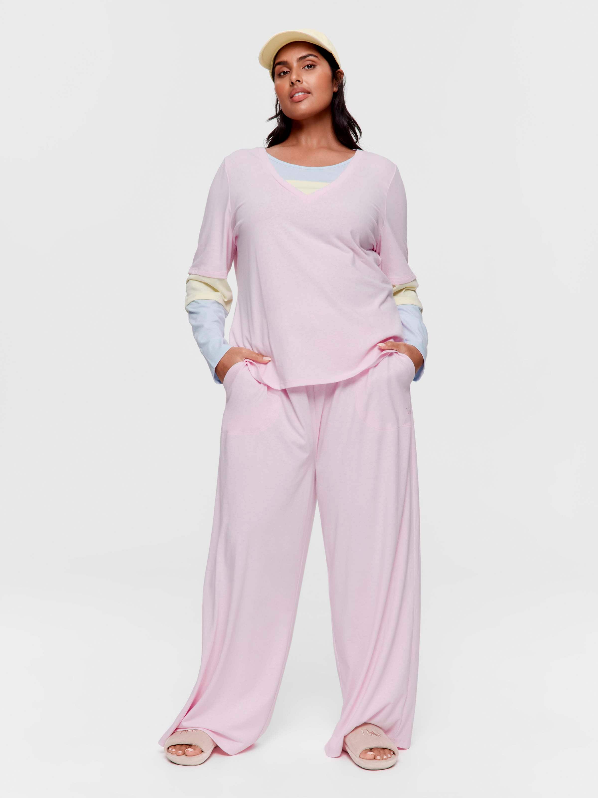 P.A. Plus Contrast Block Long Sleeve Fashion Top