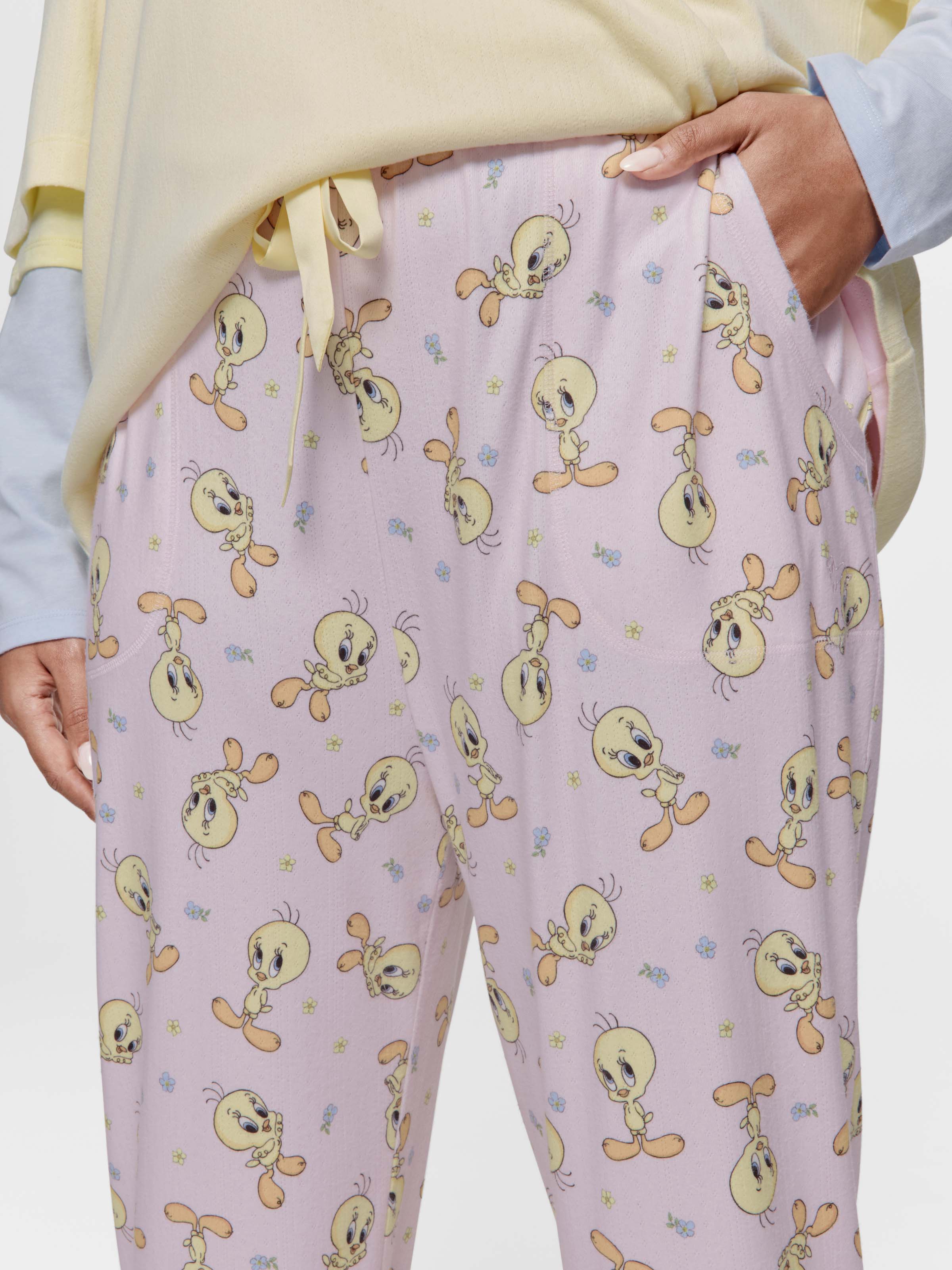P.A. Plus Looney Tunes Tweety Pointelle Tapered Pj Pant